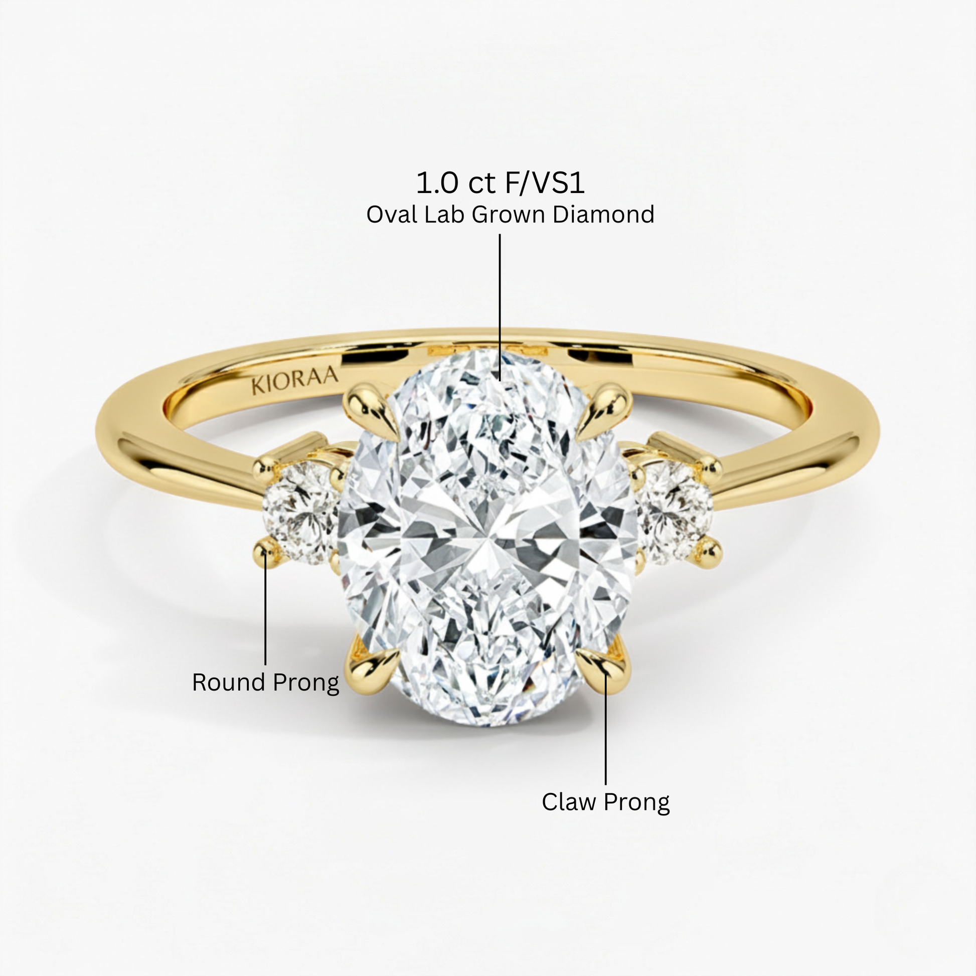 Classic Simple Oval Shape Three Stone Diamond Ring