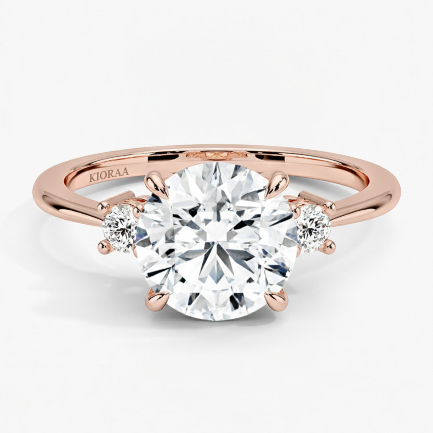 Classic Simple Round Shape Three Stone Diamond Ring