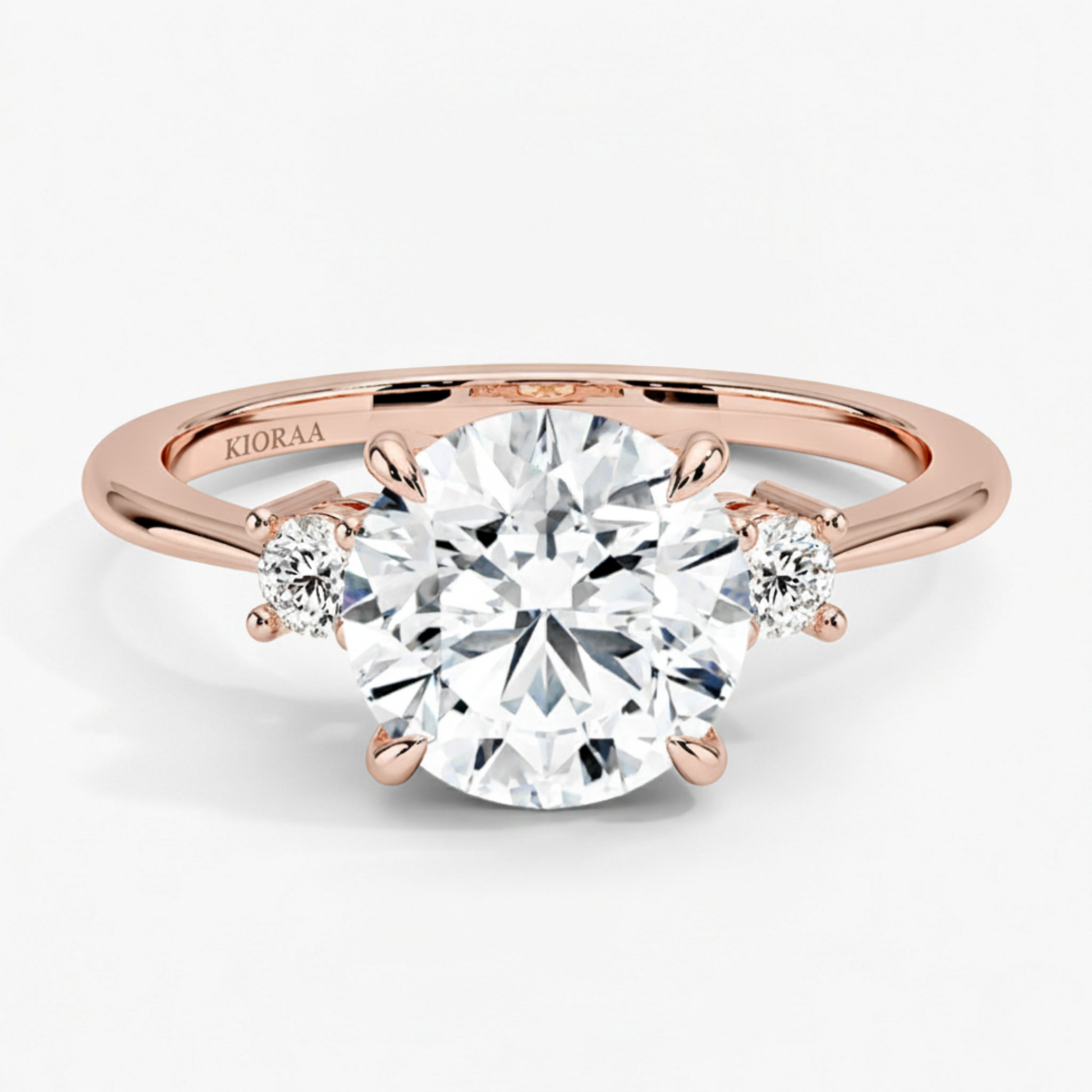 Classic Simple Round Shape Three Stone Diamond Ring