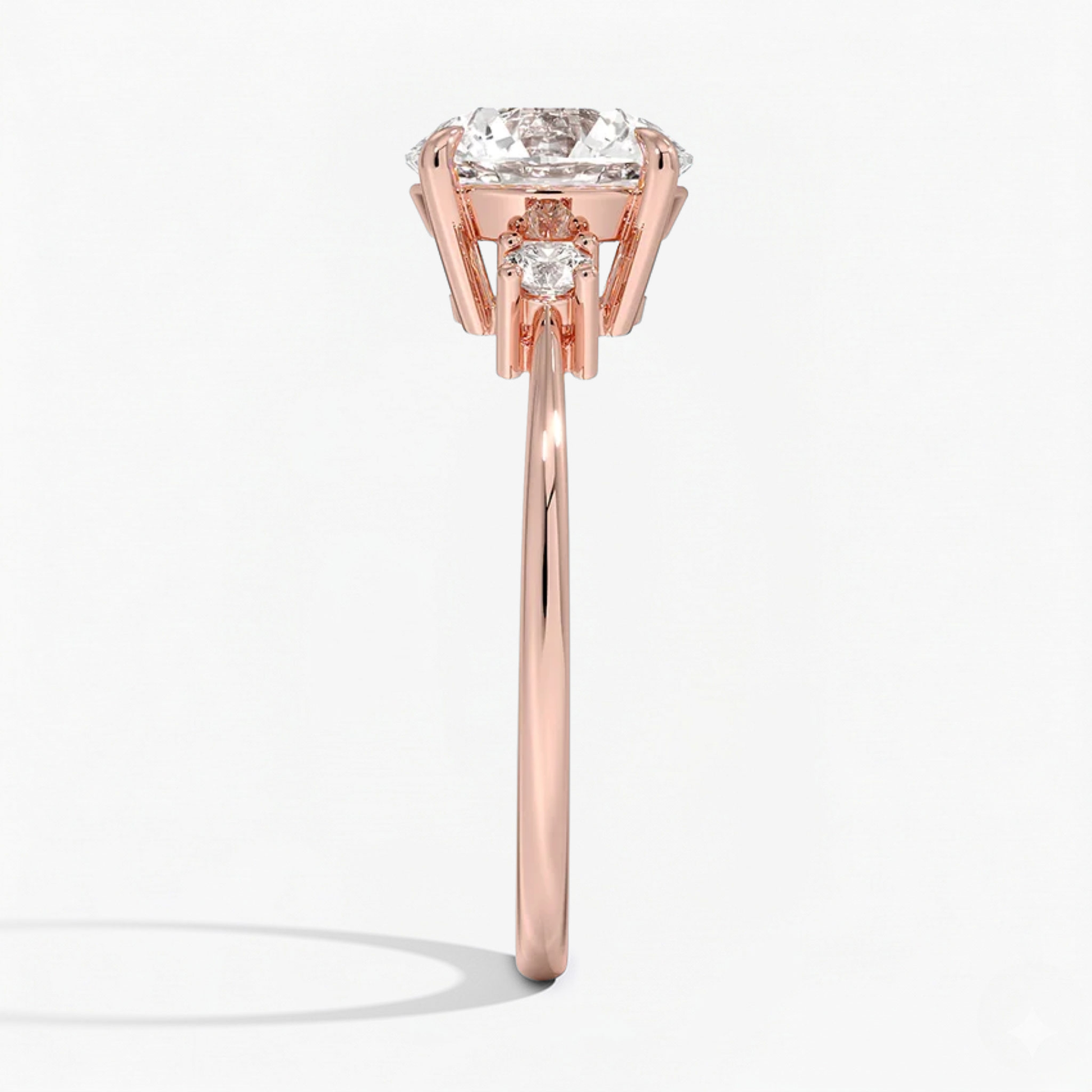 Classic Simple Round Shape Three Stone Diamond Ring