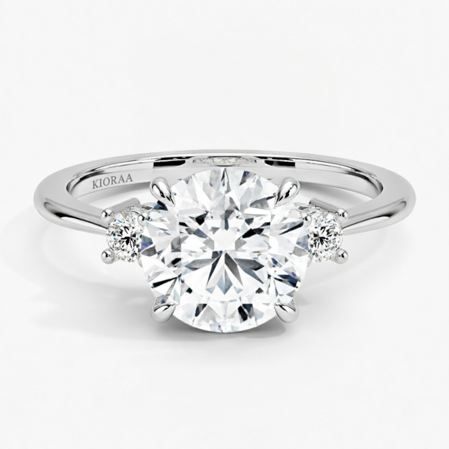 Classic Simple Round Shape Three Stone Diamond Ring