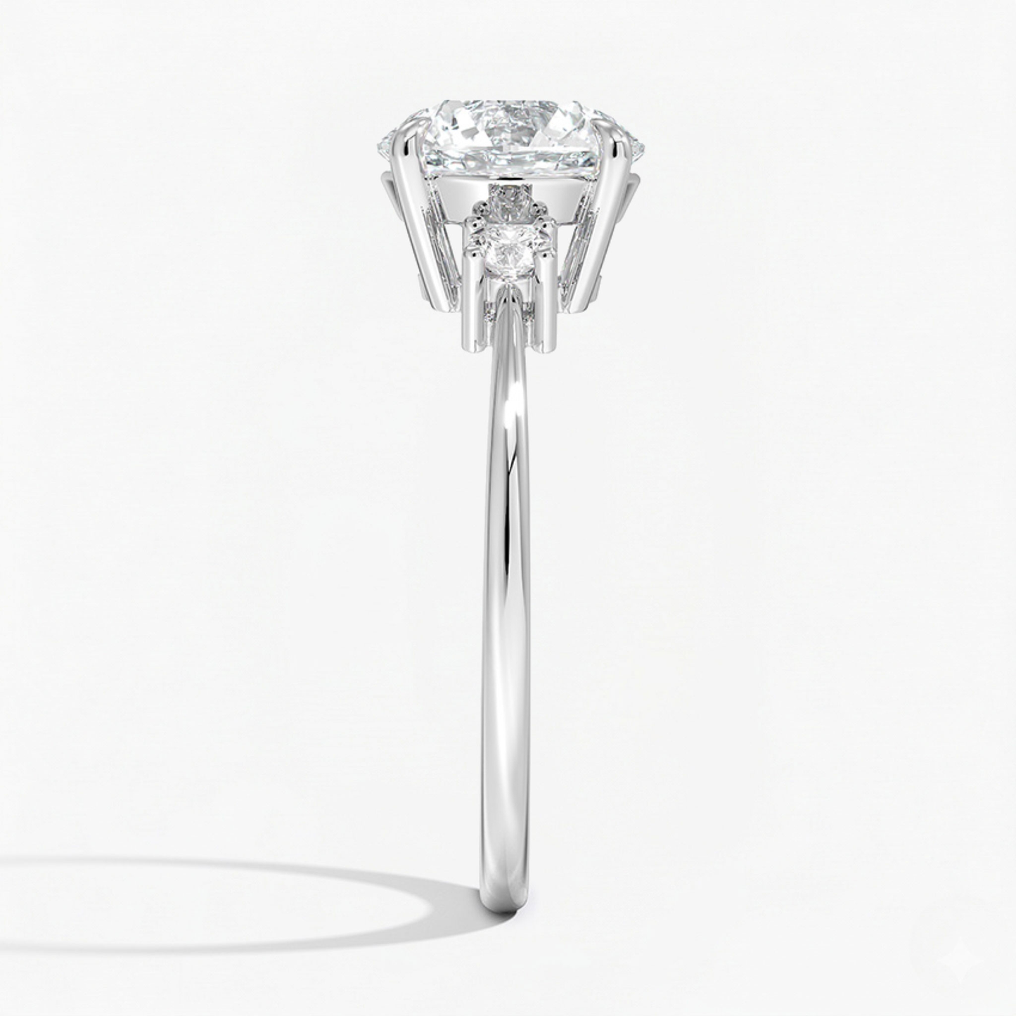 Classic Simple Round Shape Three Stone Diamond Ring