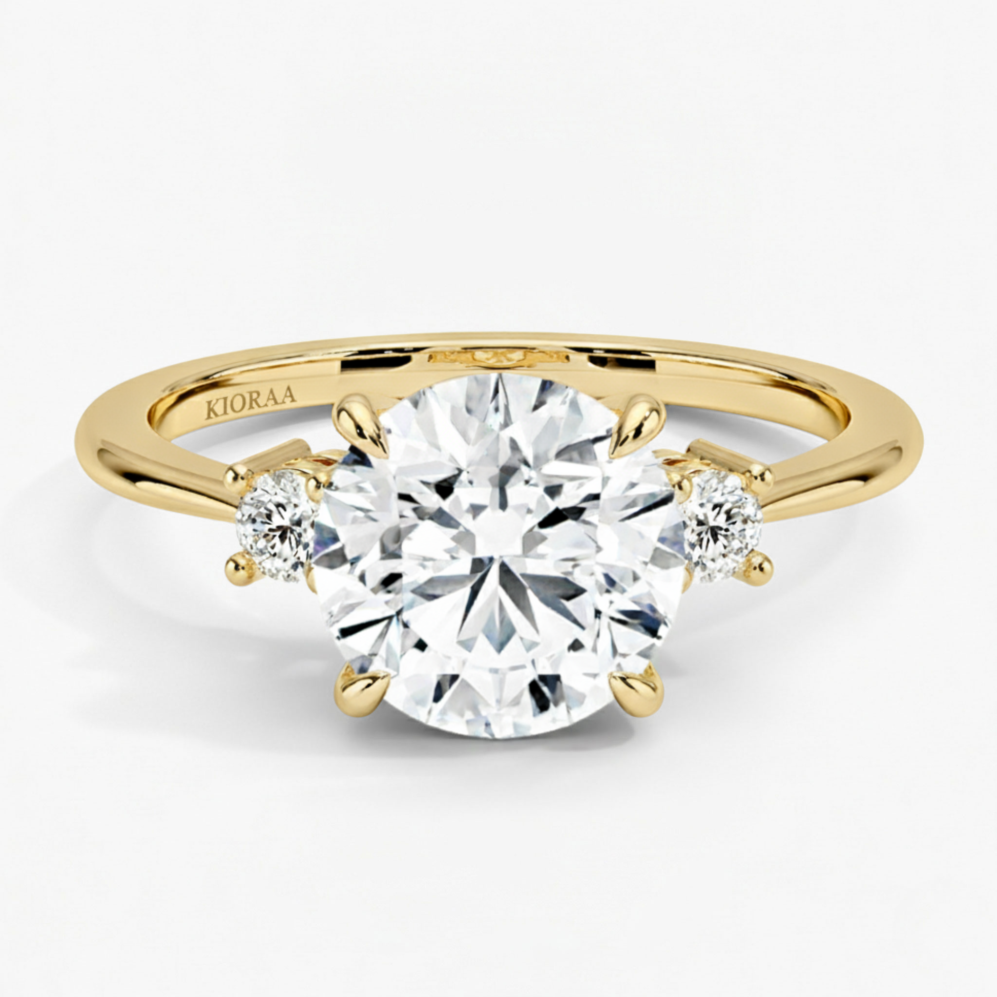 Classic Simple Round Shape Three Stone Diamond Ring