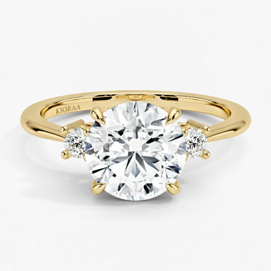 Classic Simple Round Shape Three Stone Diamond Ring