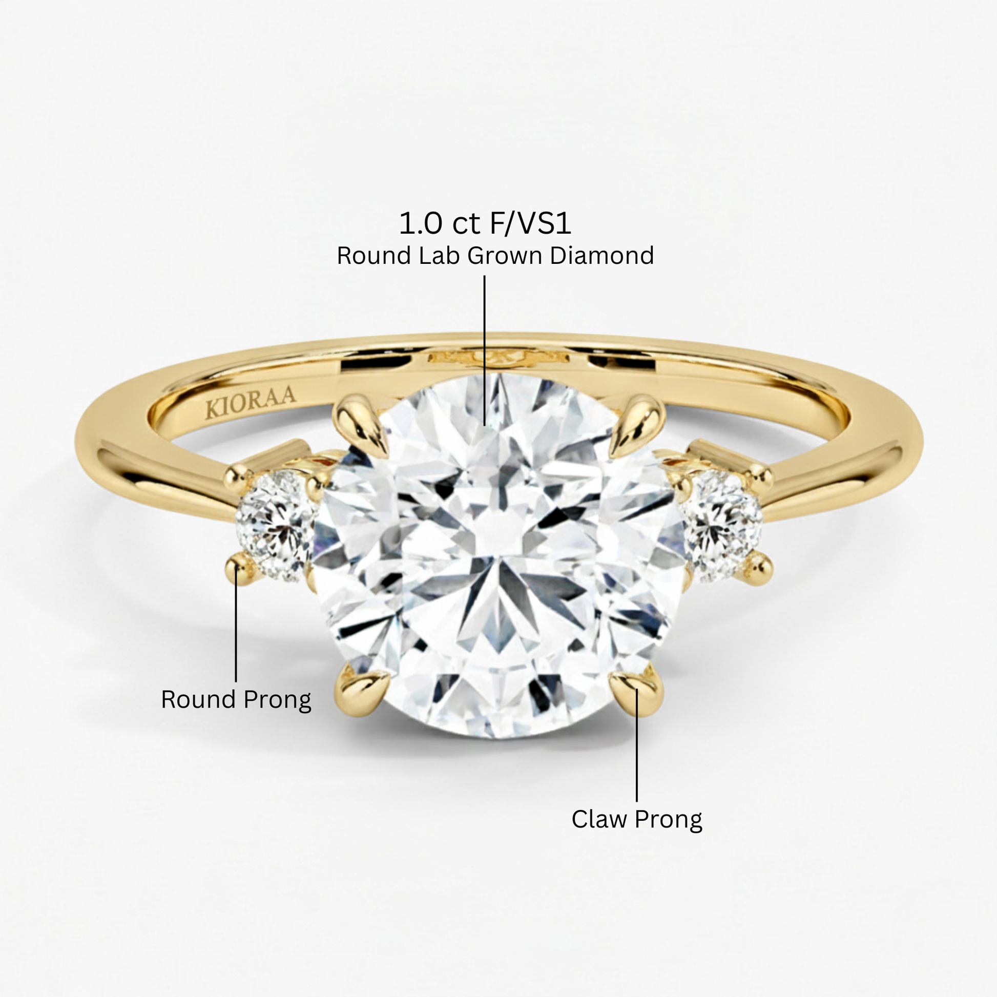 Classic Simple Round Shape Three Stone Diamond Ring