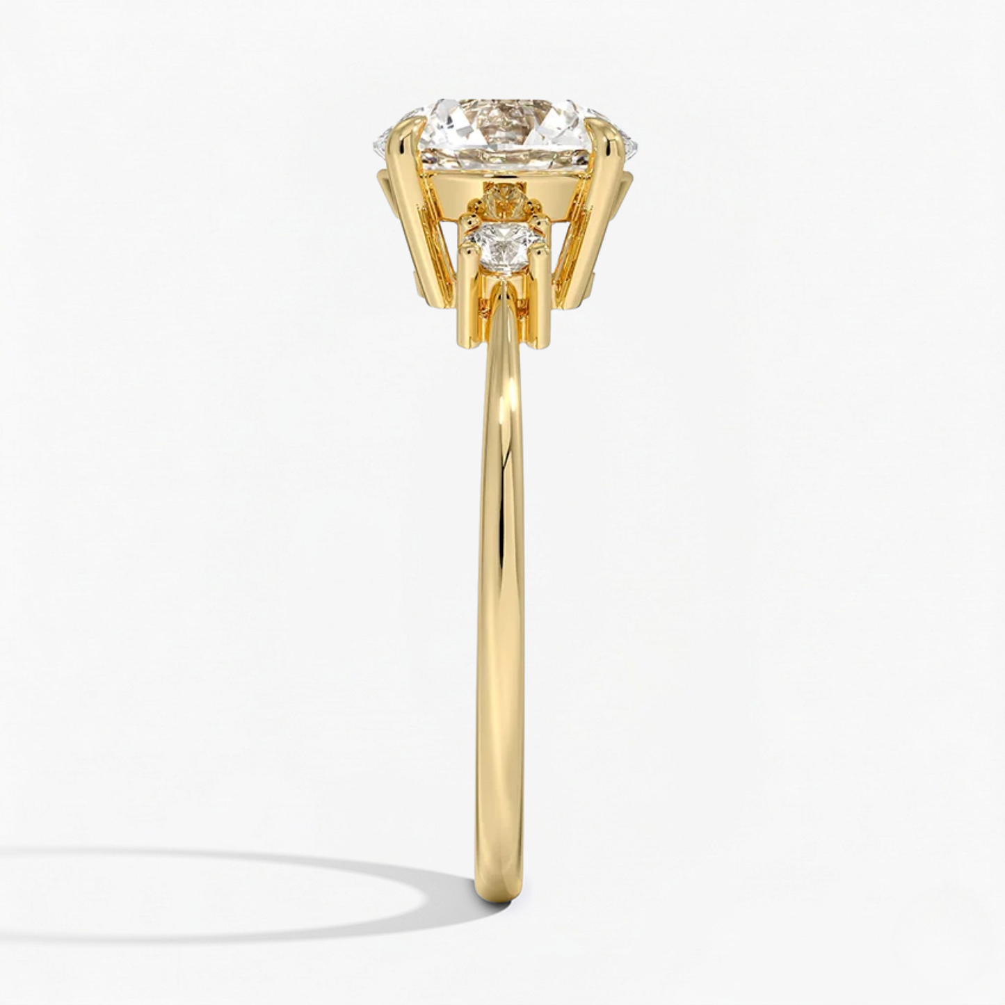 Classic Simple Round Shape Three Stone Diamond Ring