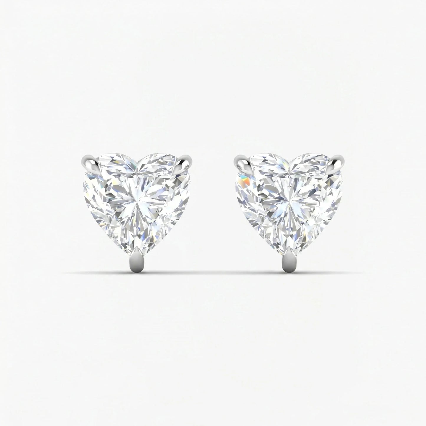 Heart shaped Three prong Lab Diamond Studs