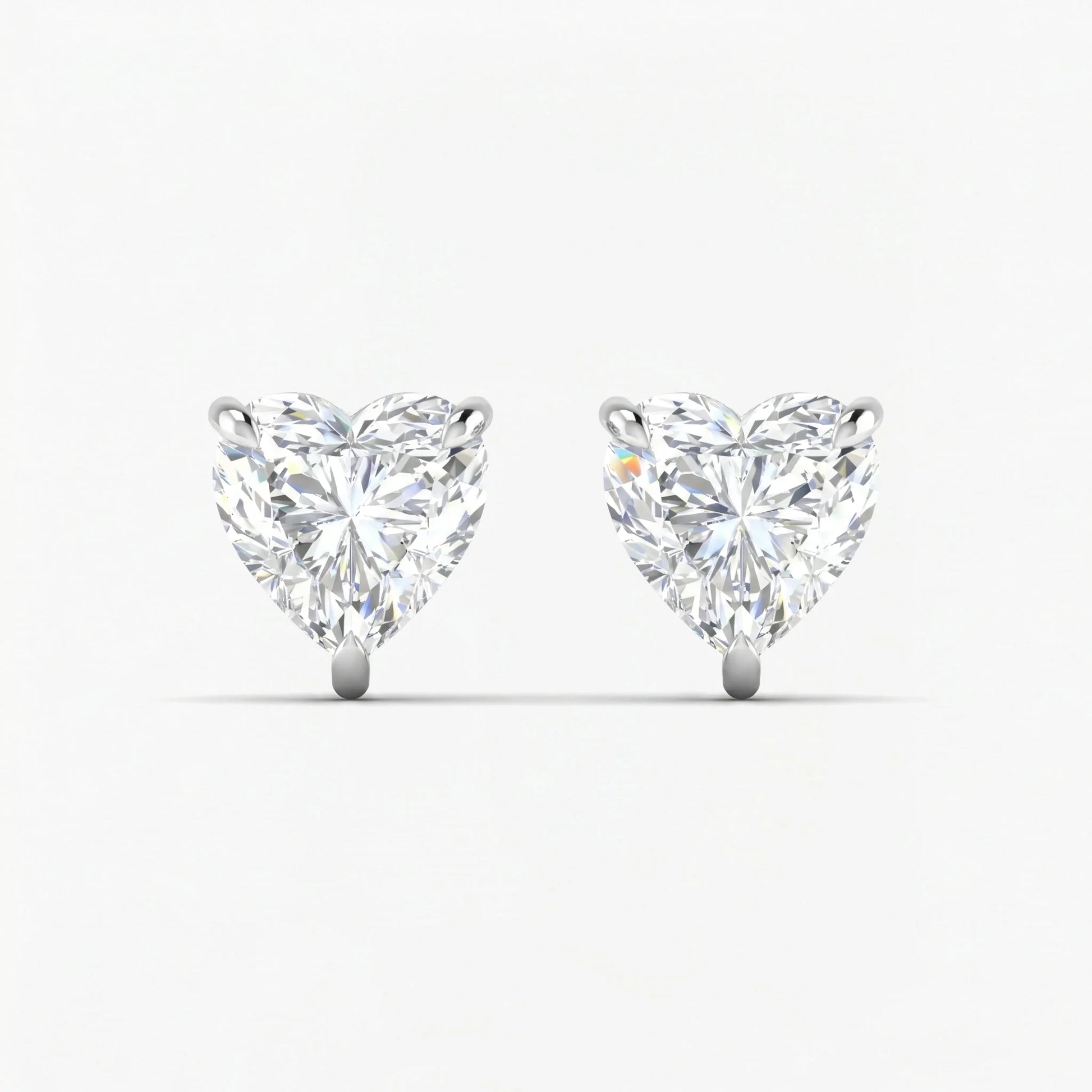 Heart shaped Three prong Lab Diamond Studs