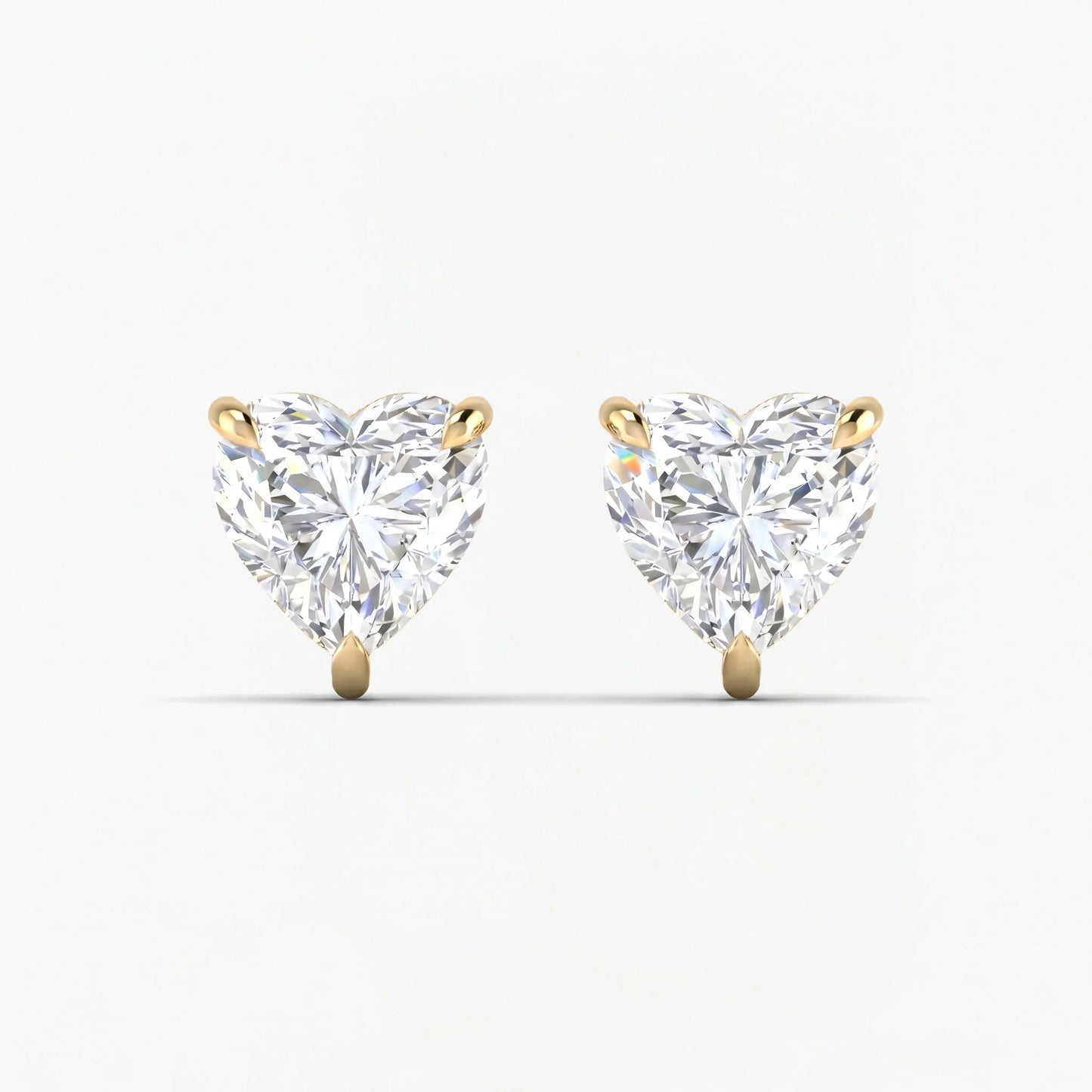 Heart shaped Three prong Lab Diamond Studs