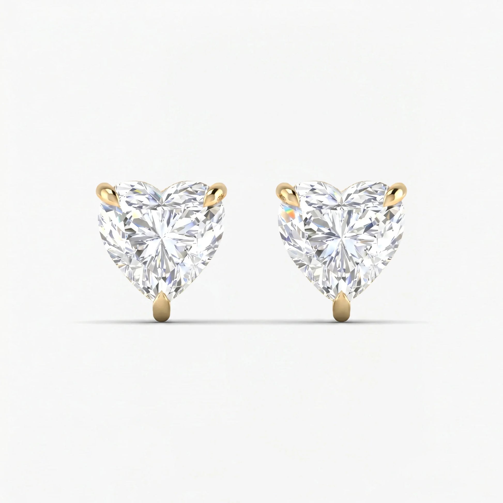 Heart shaped Three prong Lab Diamond Studs