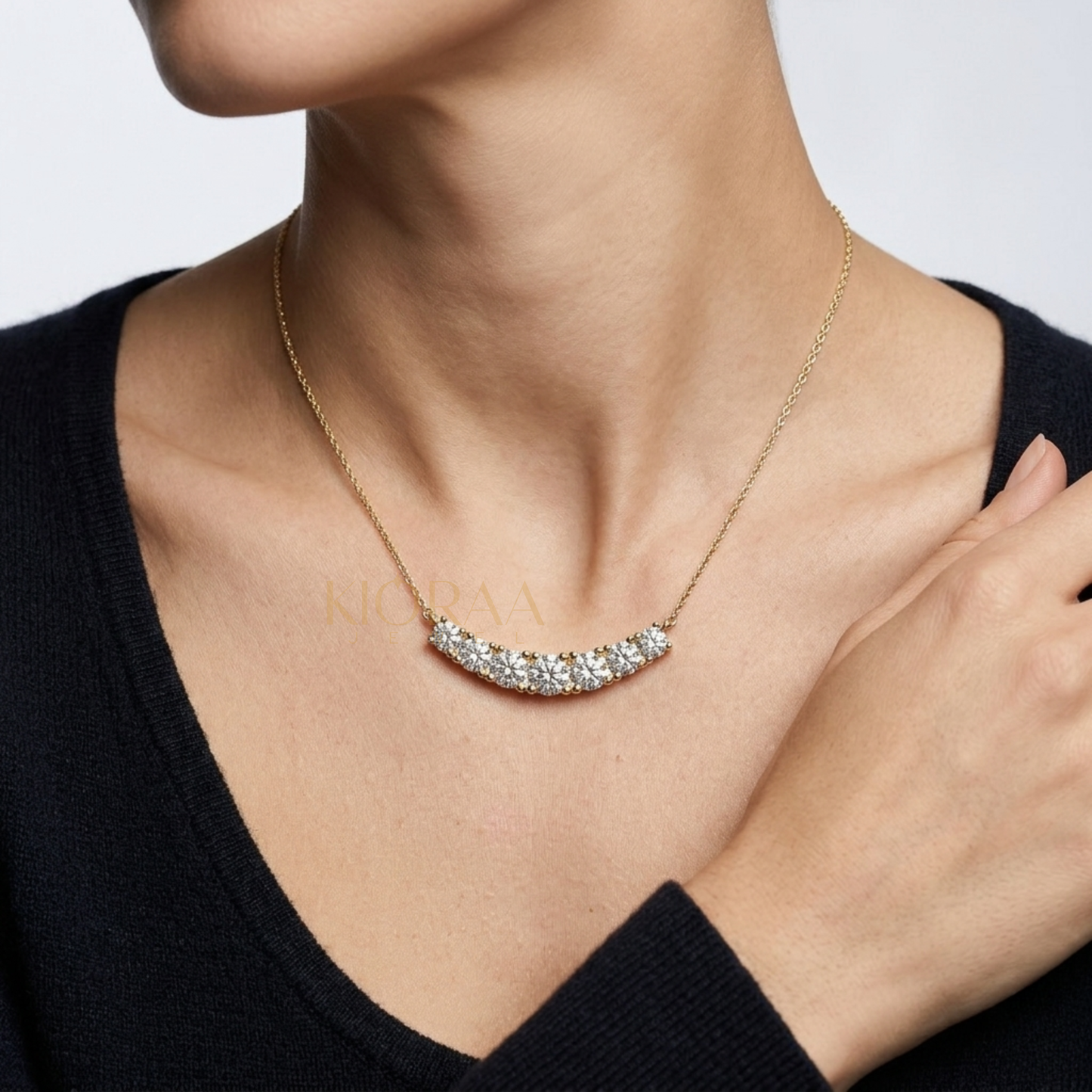 Seven Stone Round Cut Lab Grown Diamond  Necklace