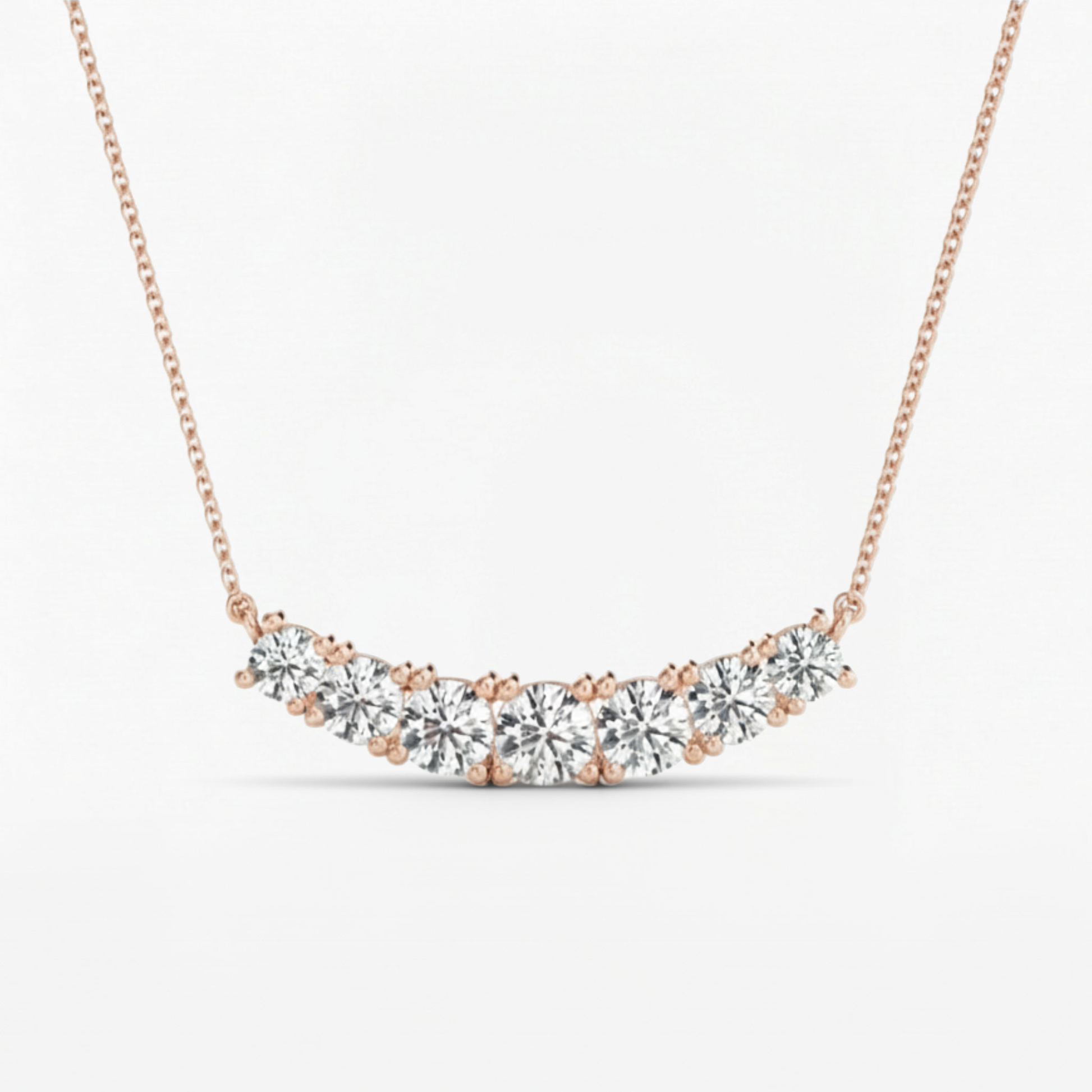Seven Stone Round Cut Lab Grown Diamond  Necklace