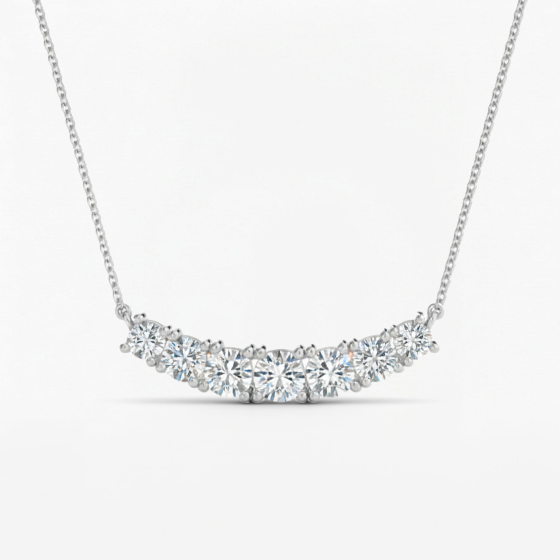 Seven Stone Round Cut Lab Grown Diamond  Necklace