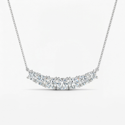 Seven Stone Round Cut Lab Grown Diamond  Necklace