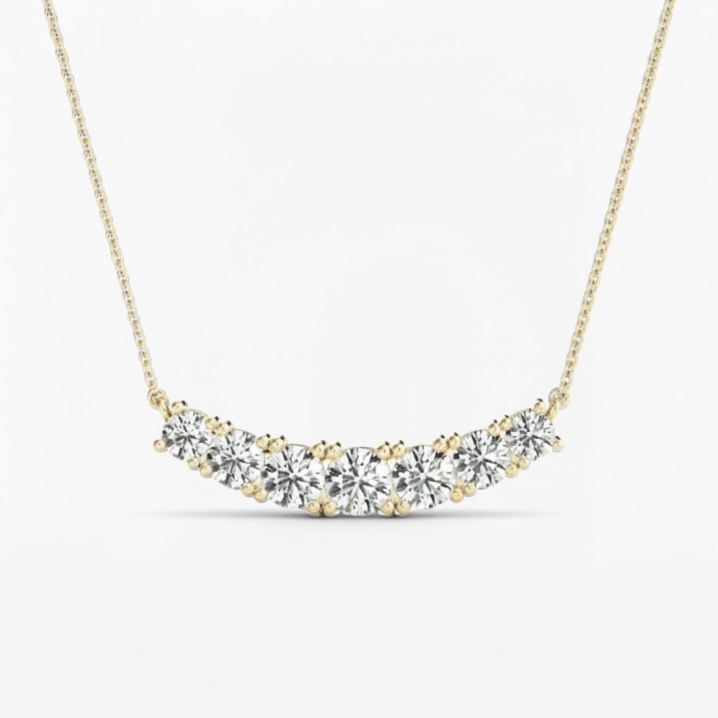 Seven Stone Round Cut Lab Grown Diamond  Necklace