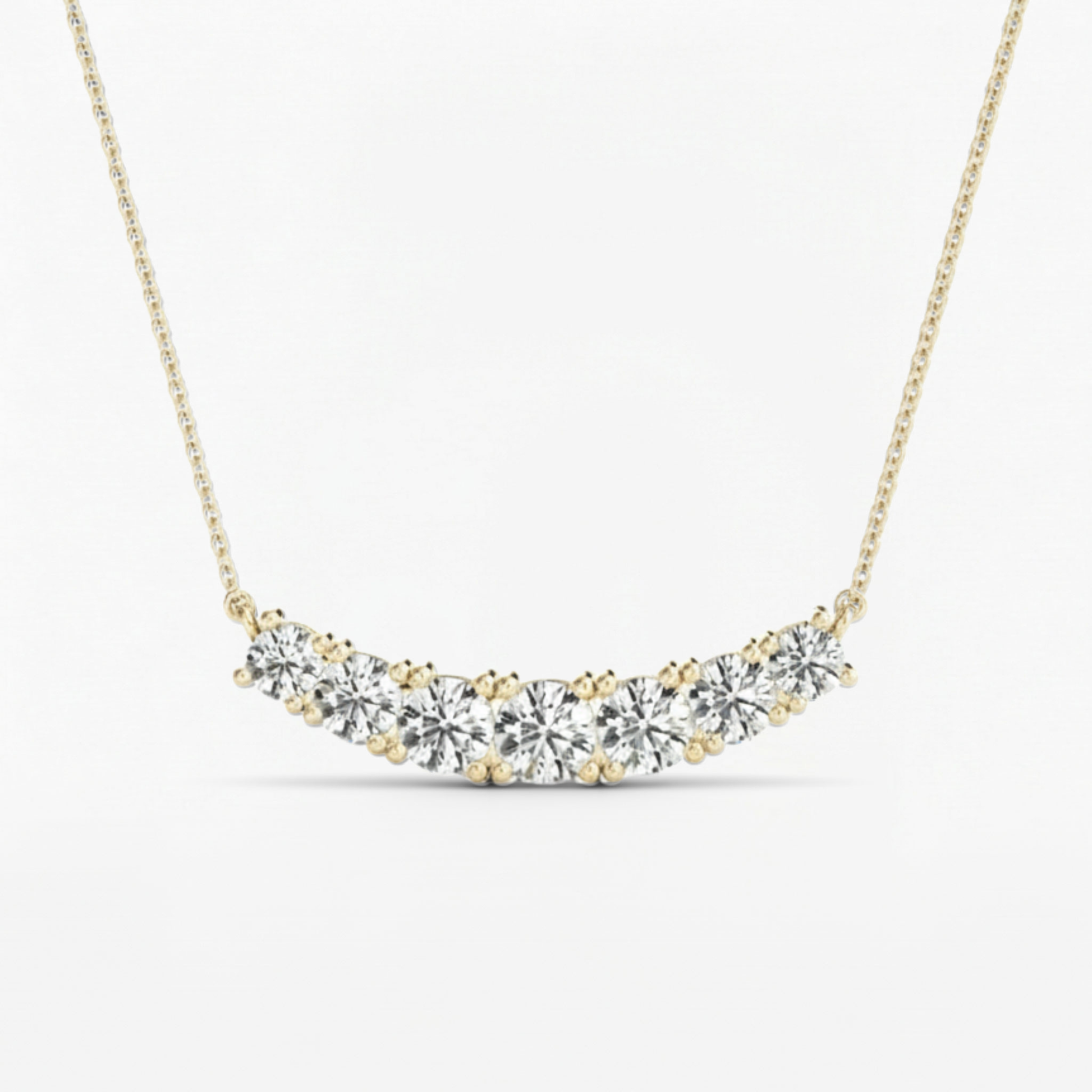 Seven Stone Round Cut Lab Grown Diamond  Necklace