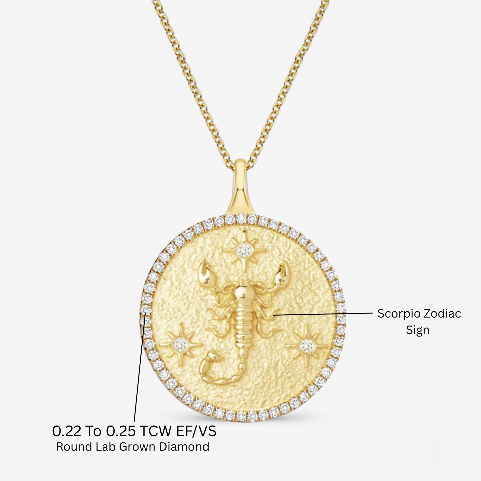 Scorpio Zodiac Lab Diamond Necklace