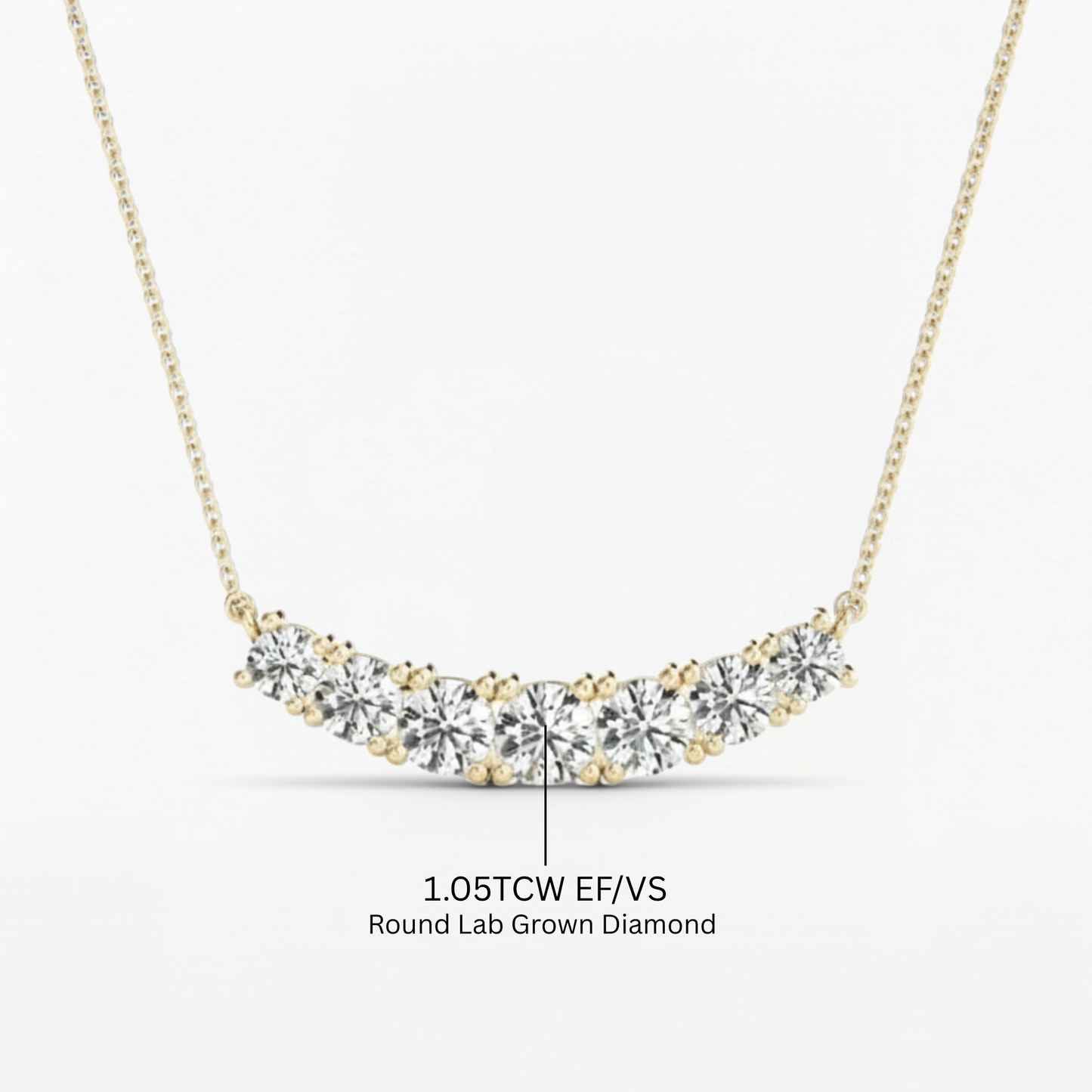 Seven Stone Round Cut Lab Grown Diamond  Necklace