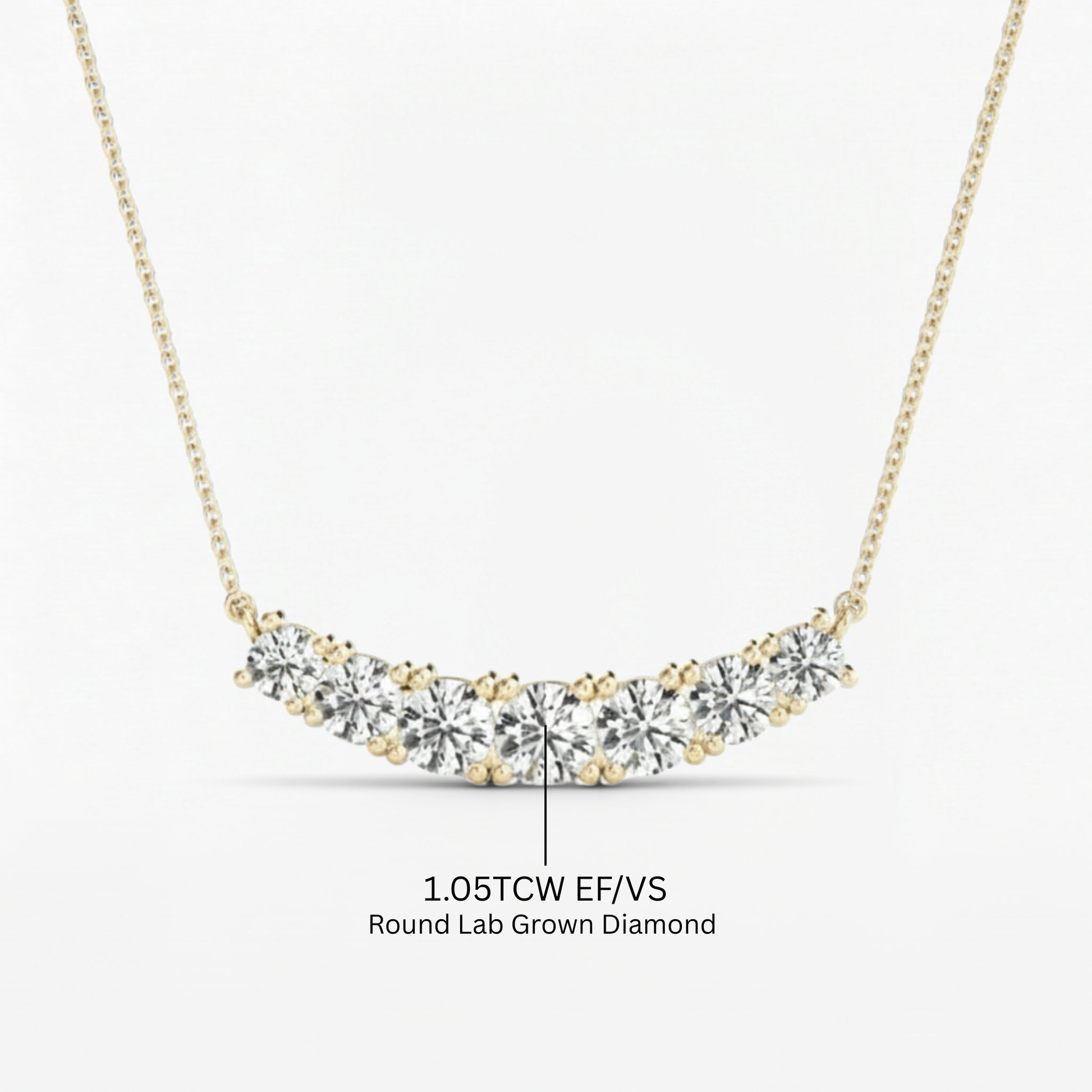 Seven Stone Round Cut Lab Grown Diamond  Necklace