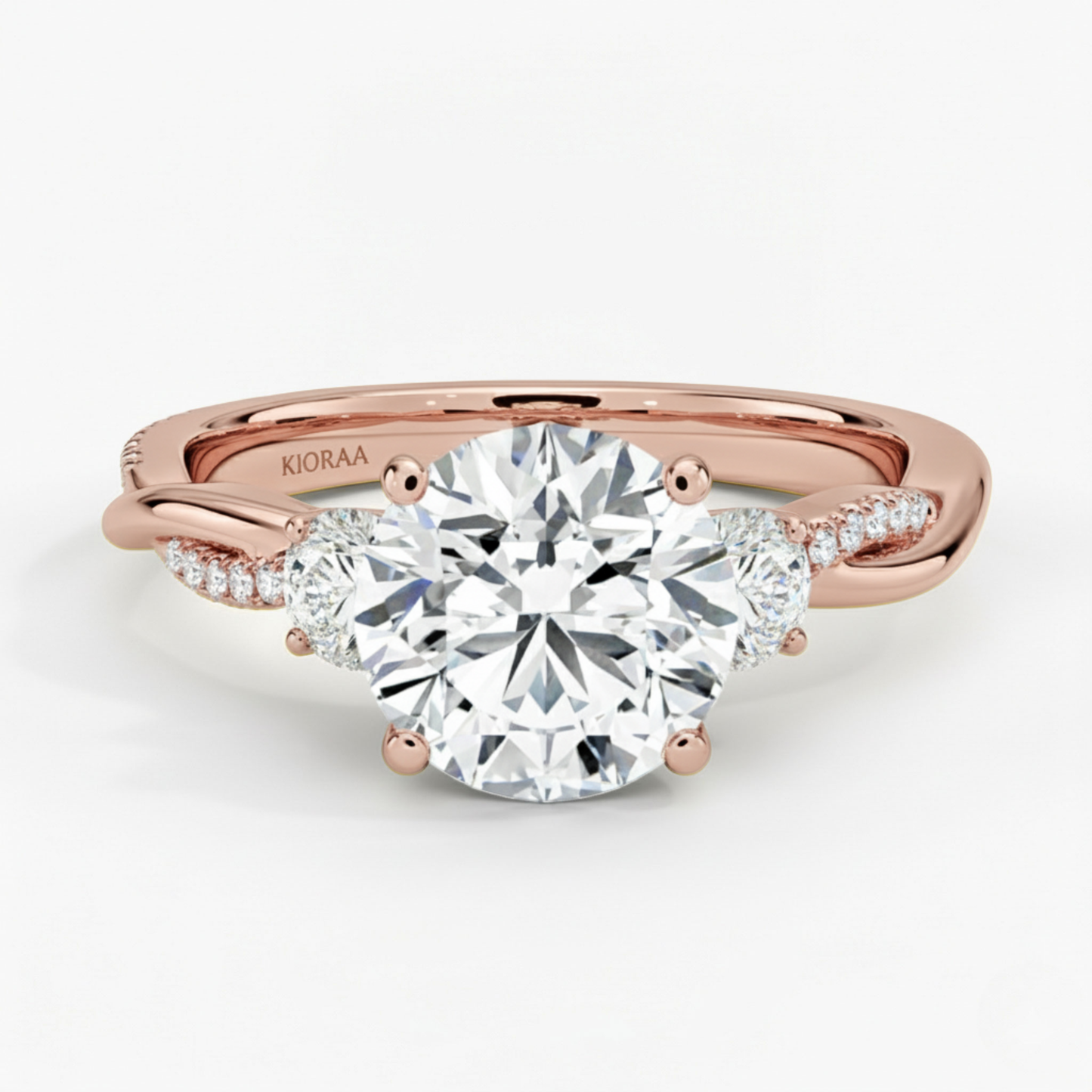 Twist Round Diamond Three Stone Engagement Ring