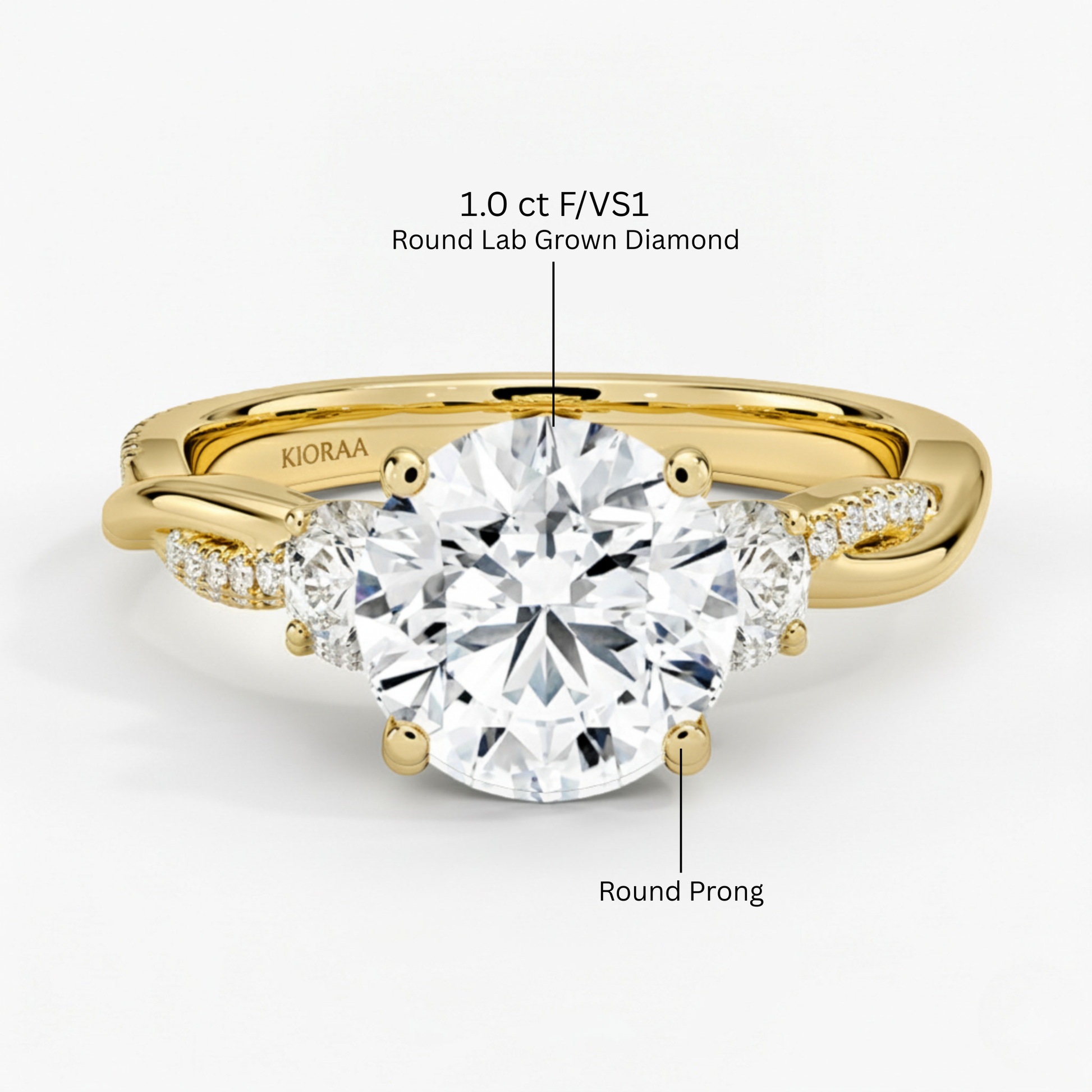 Twist Round Diamond Three Stone Engagement Ring