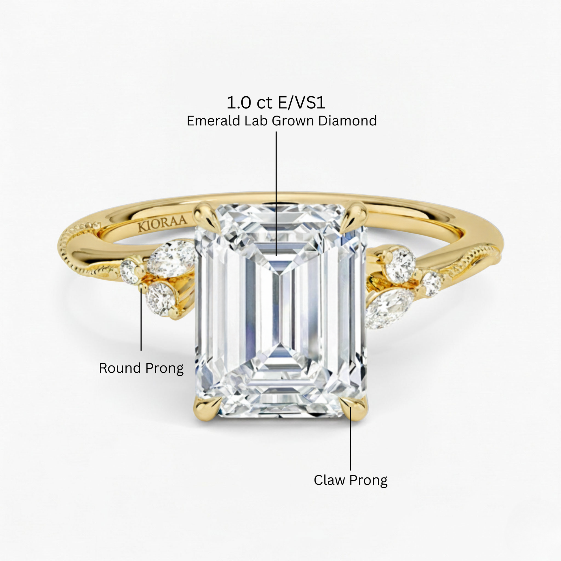 Emerald Shape Vintage  Engagement Ring
