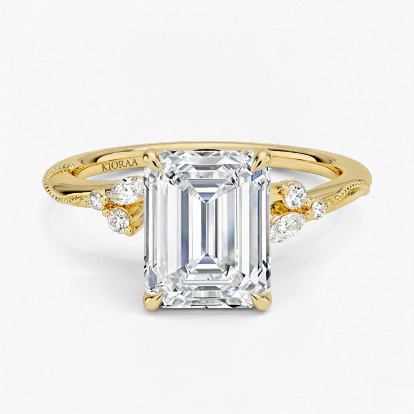 Emerald Shape Vintage  Engagement Ring