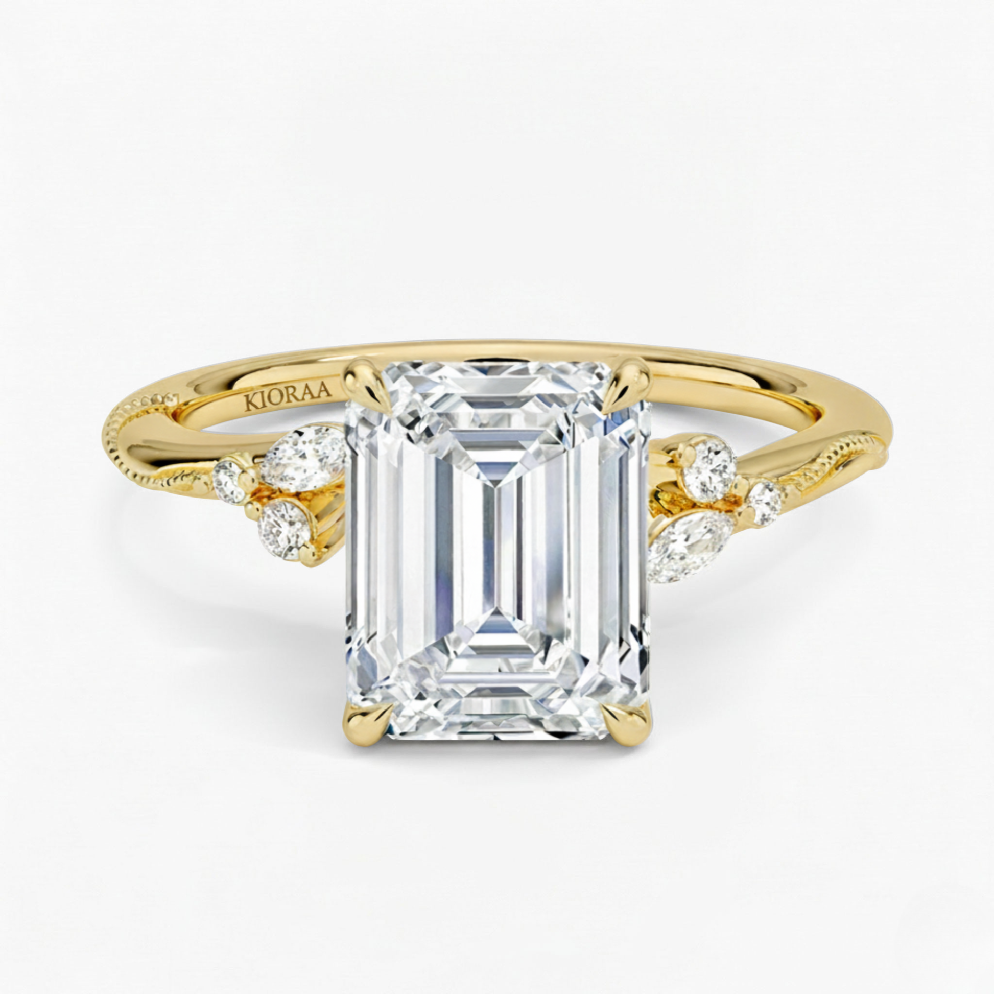 Emerald Shape Vintage  Engagement Ring
