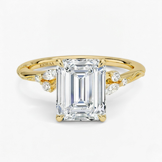 Emerald Shape Vintage  Engagement Ring