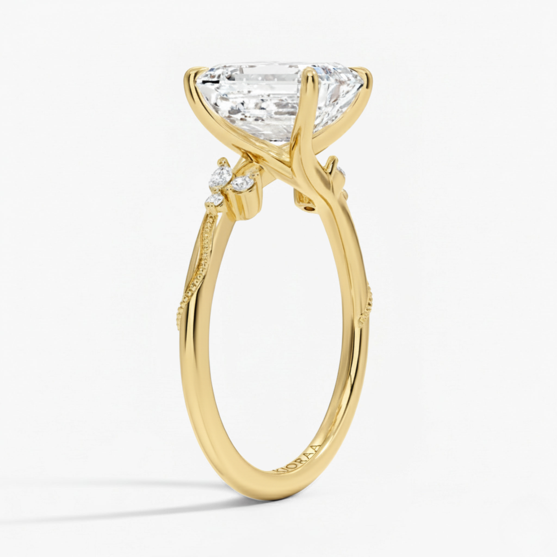 Emerald Shape Vintage  Engagement Ring