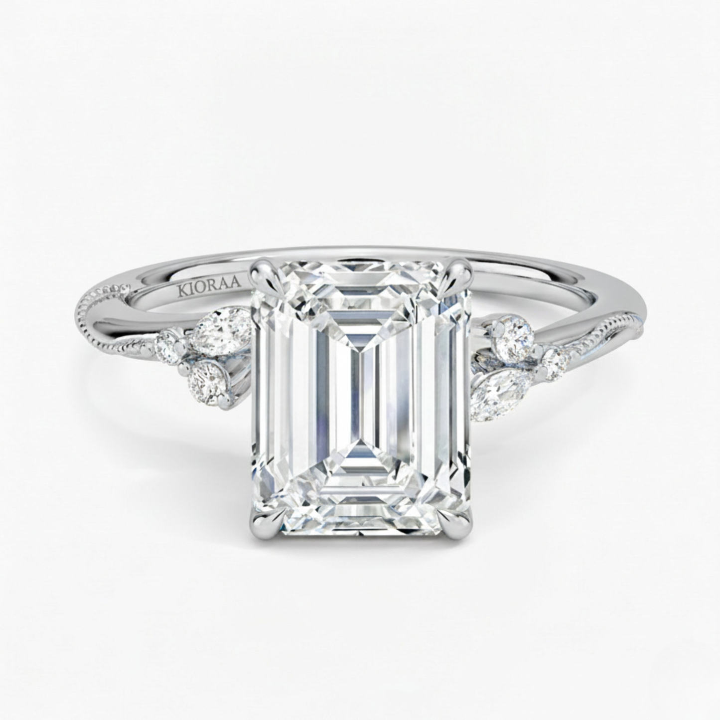 Emerald Shape Vintage  Engagement Ring