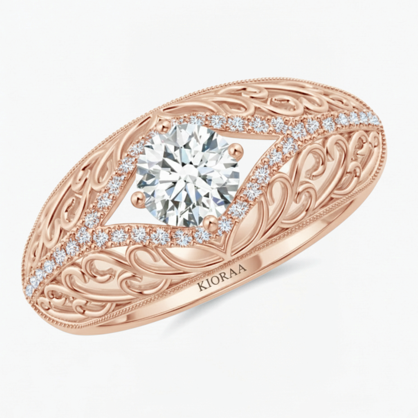 Round Shape Lab Grown Diamond Vintage Engagement Ring