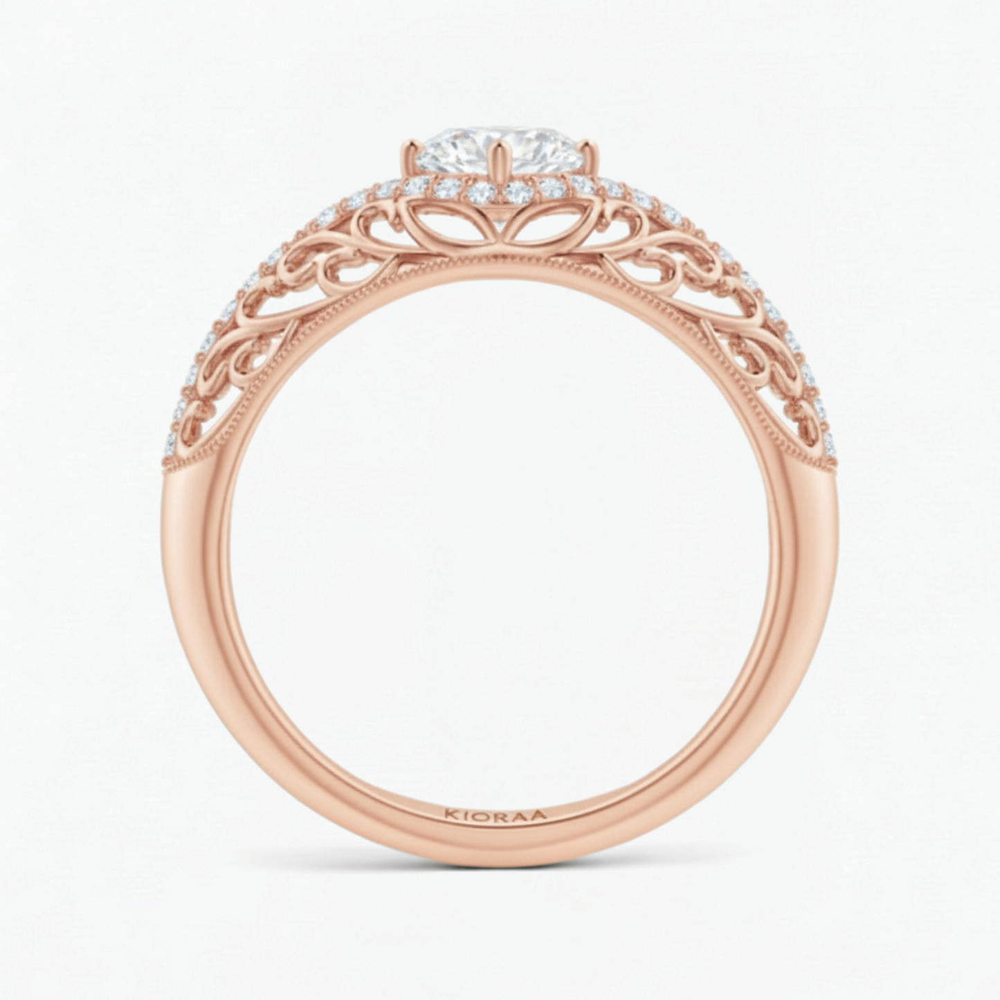 Round Shape Lab Grown Diamond Vintage Engagement Ring