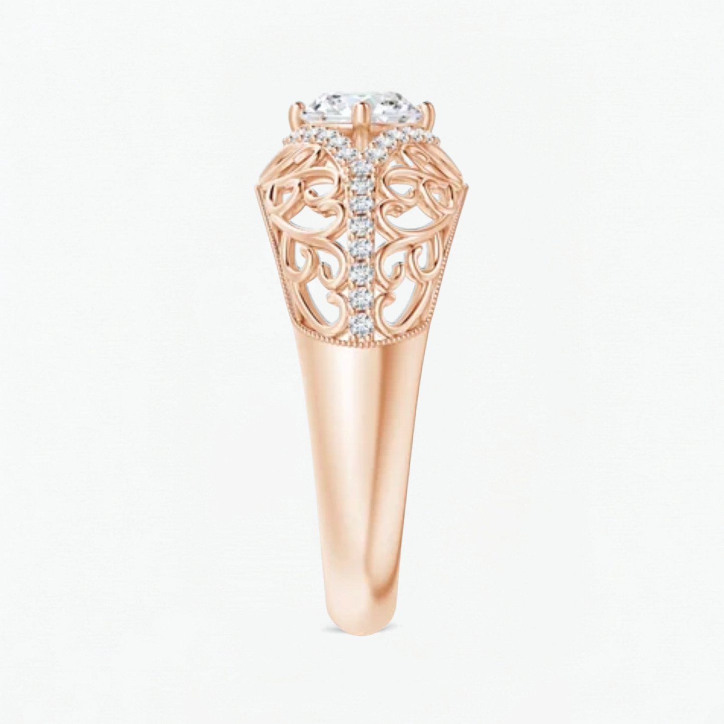 Round Shape Lab Grown Diamond Vintage Engagement Ring