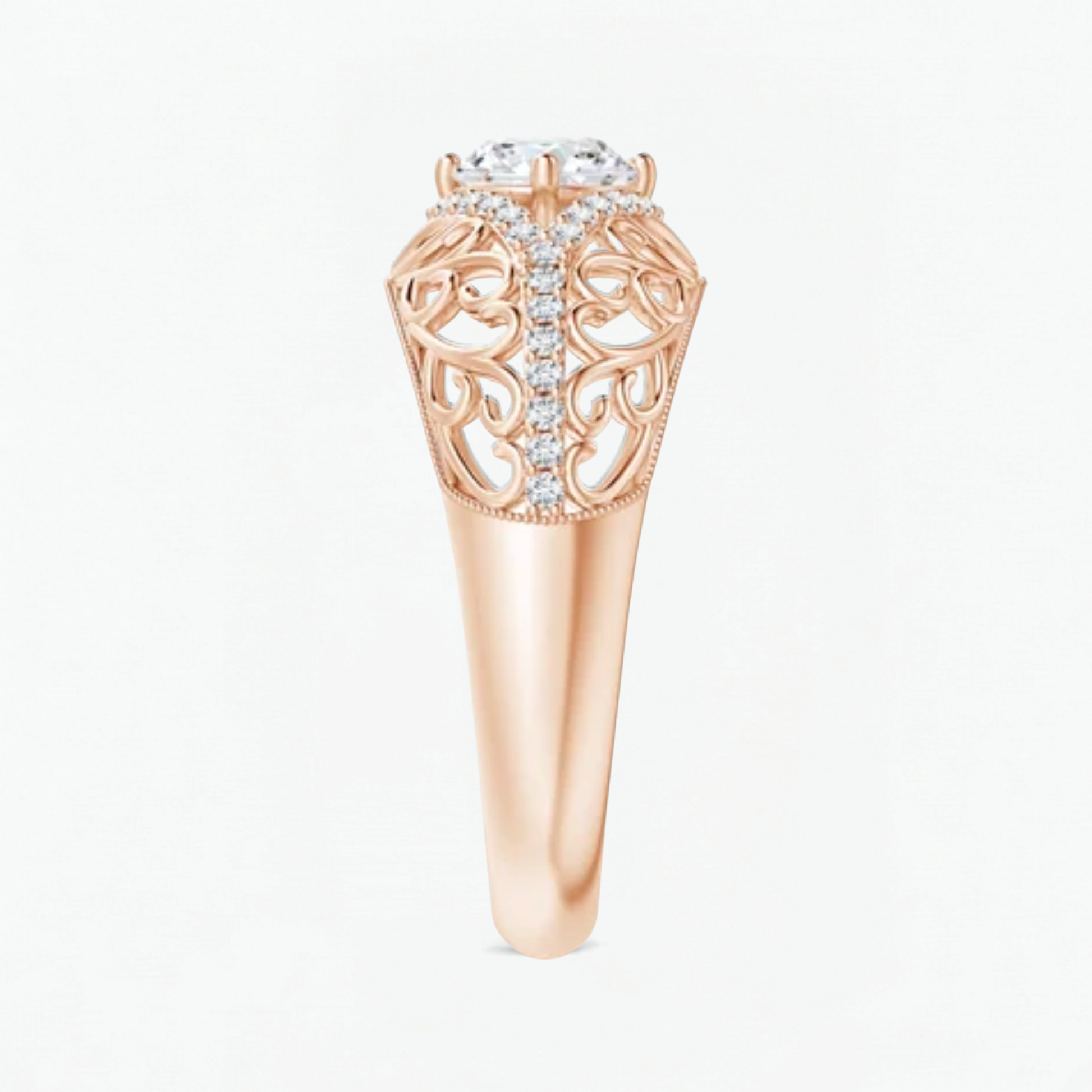 Round Shape Lab Grown Diamond Vintage Engagement Ring
