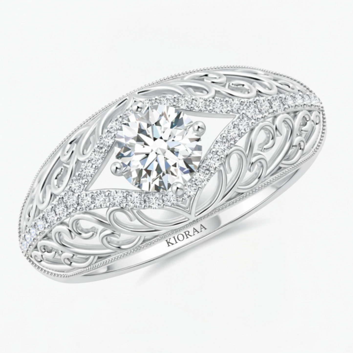 Round Shape Lab Grown Diamond Vintage Engagement Ring