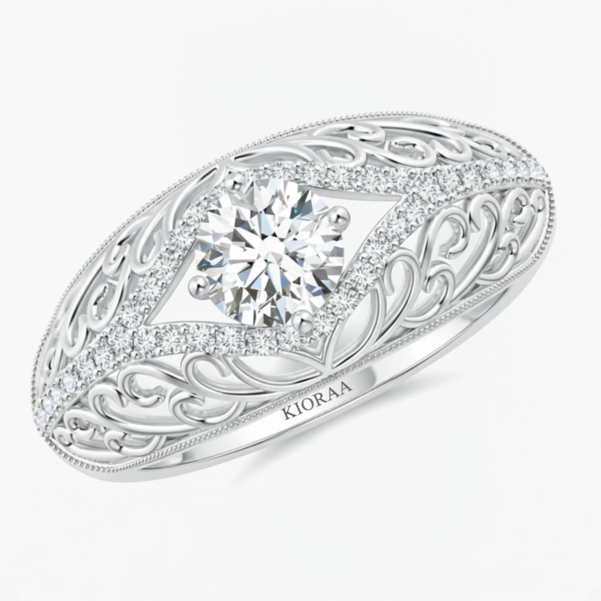 Round Shape Lab Grown Diamond Vintage Engagement Ring