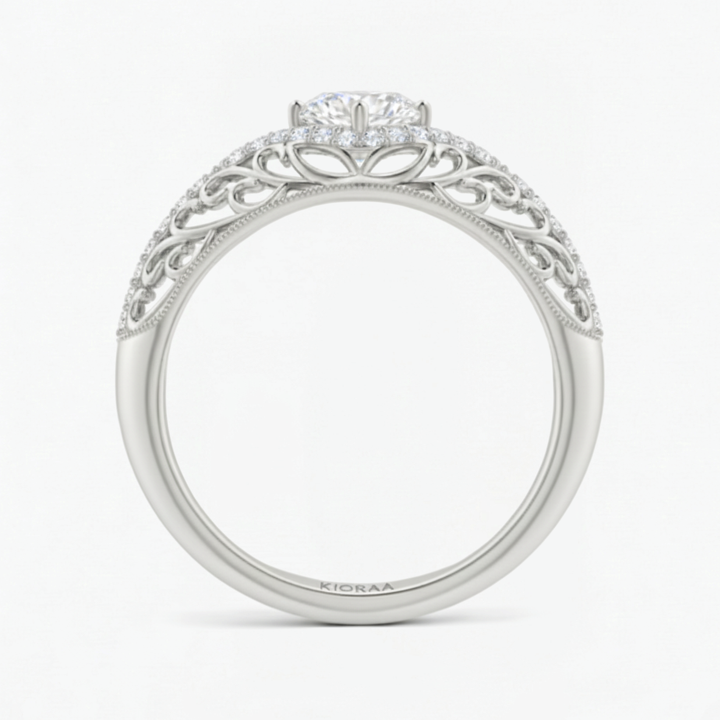 Round Shape Lab Grown Diamond Vintage Engagement Ring