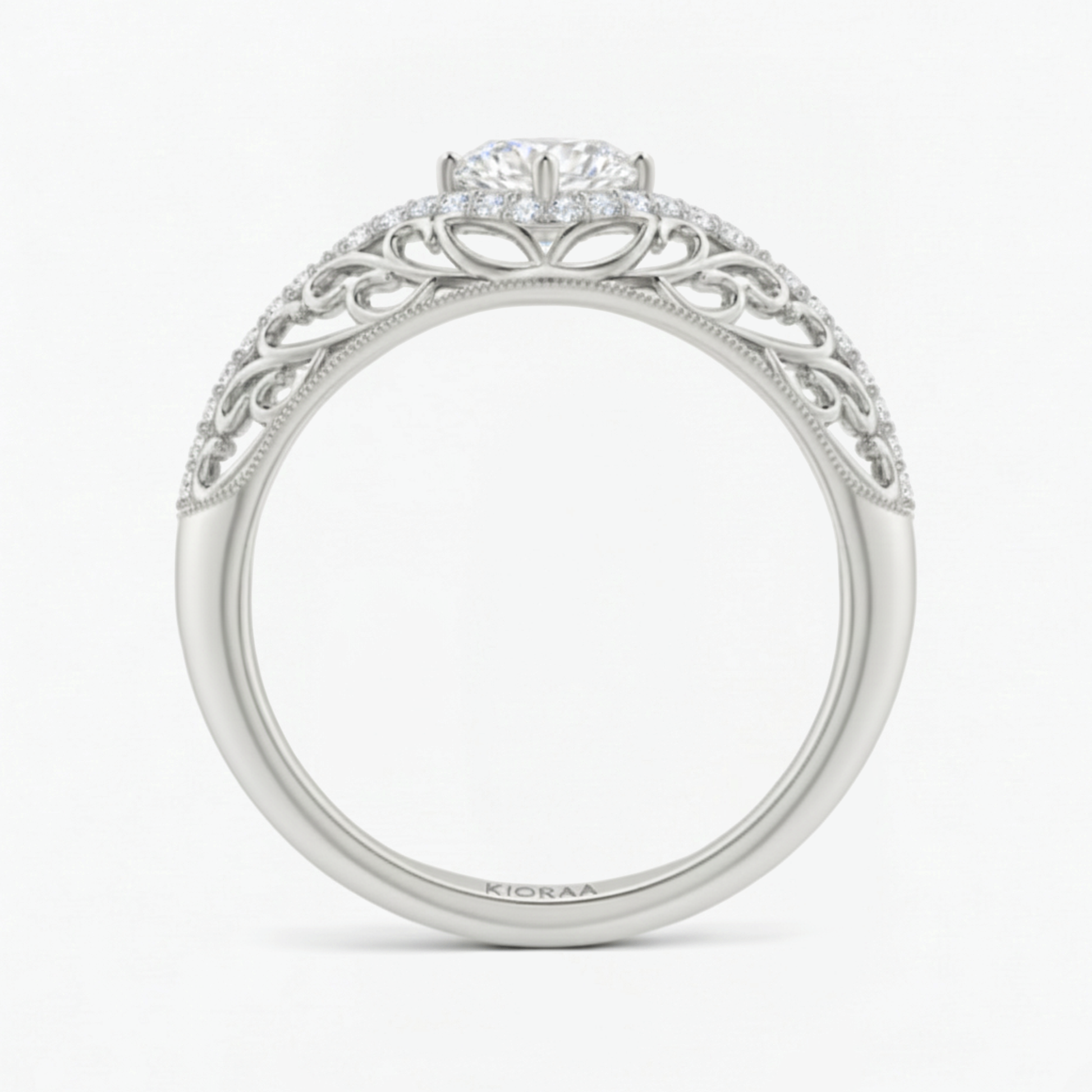 Round Shape Lab Grown Diamond Vintage Engagement Ring