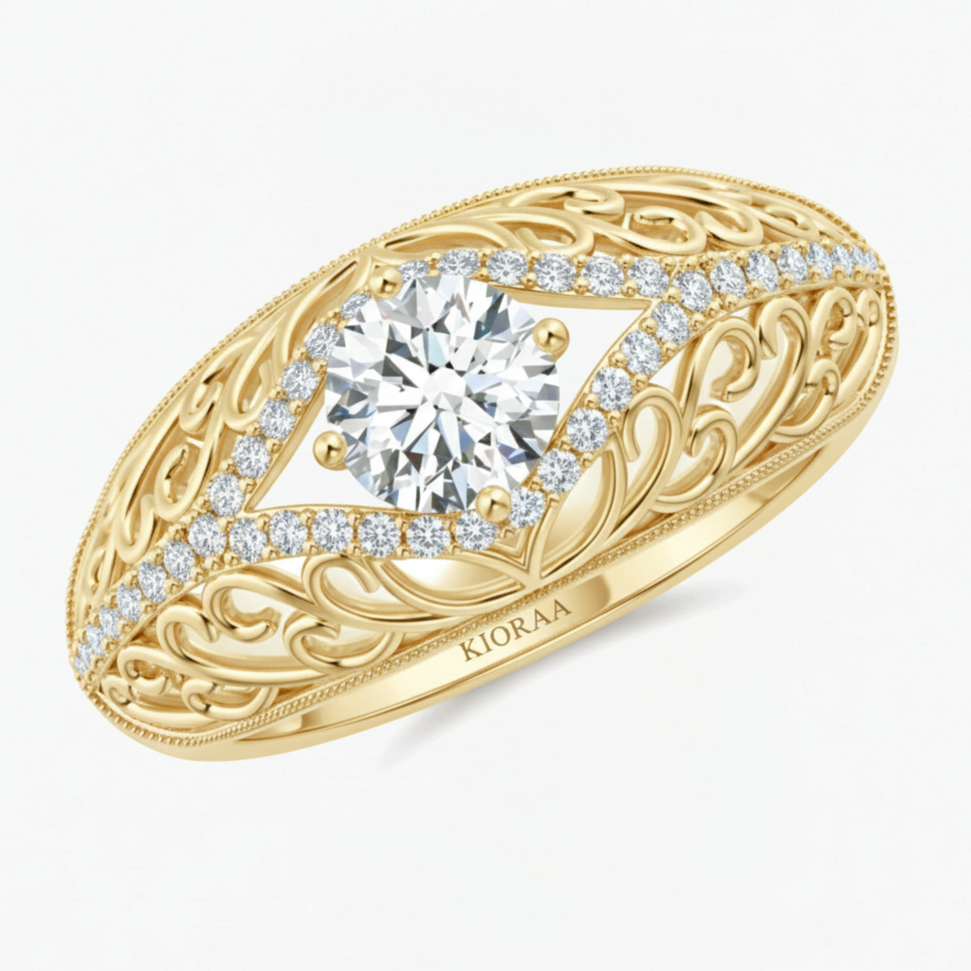 Round Shape Lab Grown Diamond Vintage Engagement Ring
