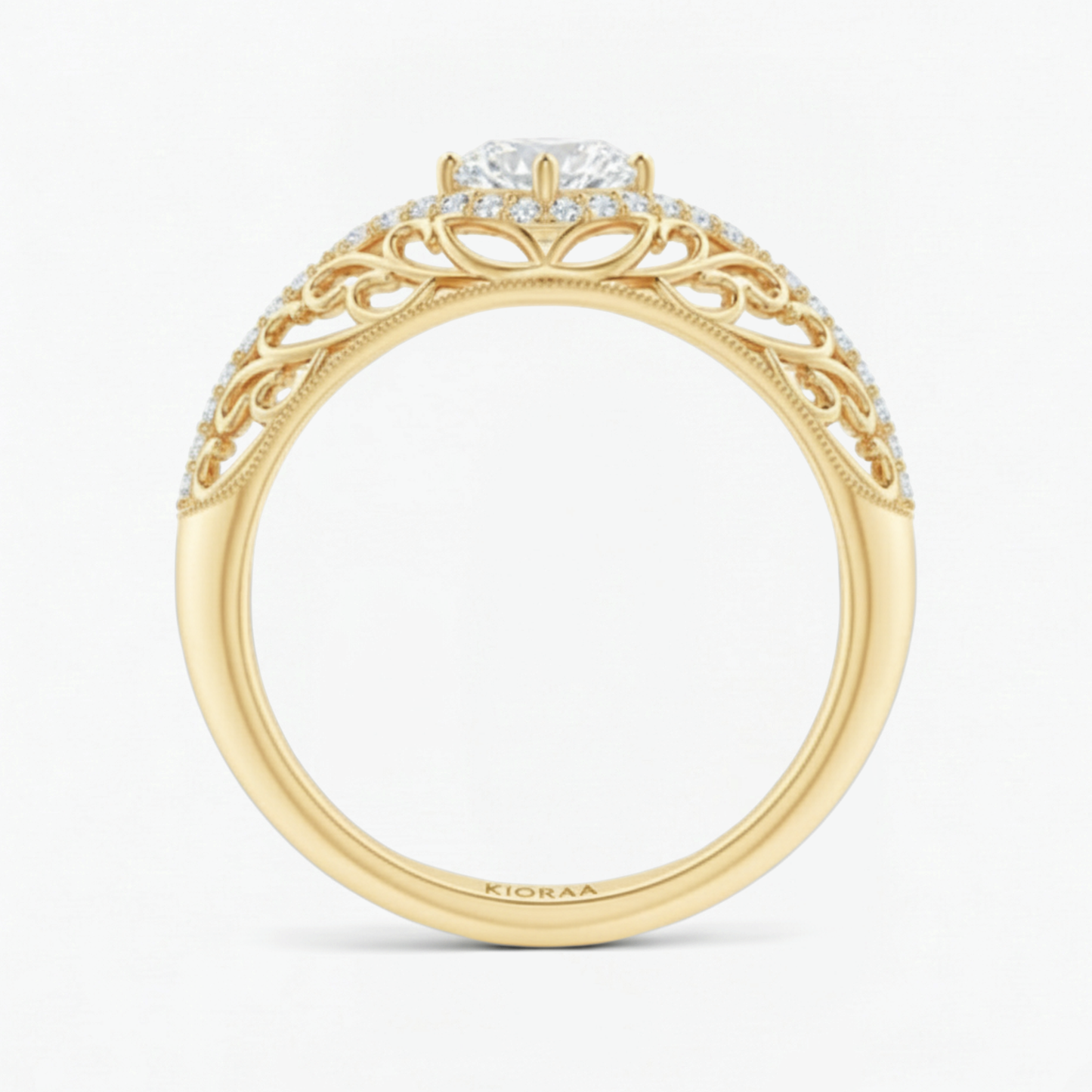 Round Shape Lab Grown Diamond Vintage Engagement Ring
