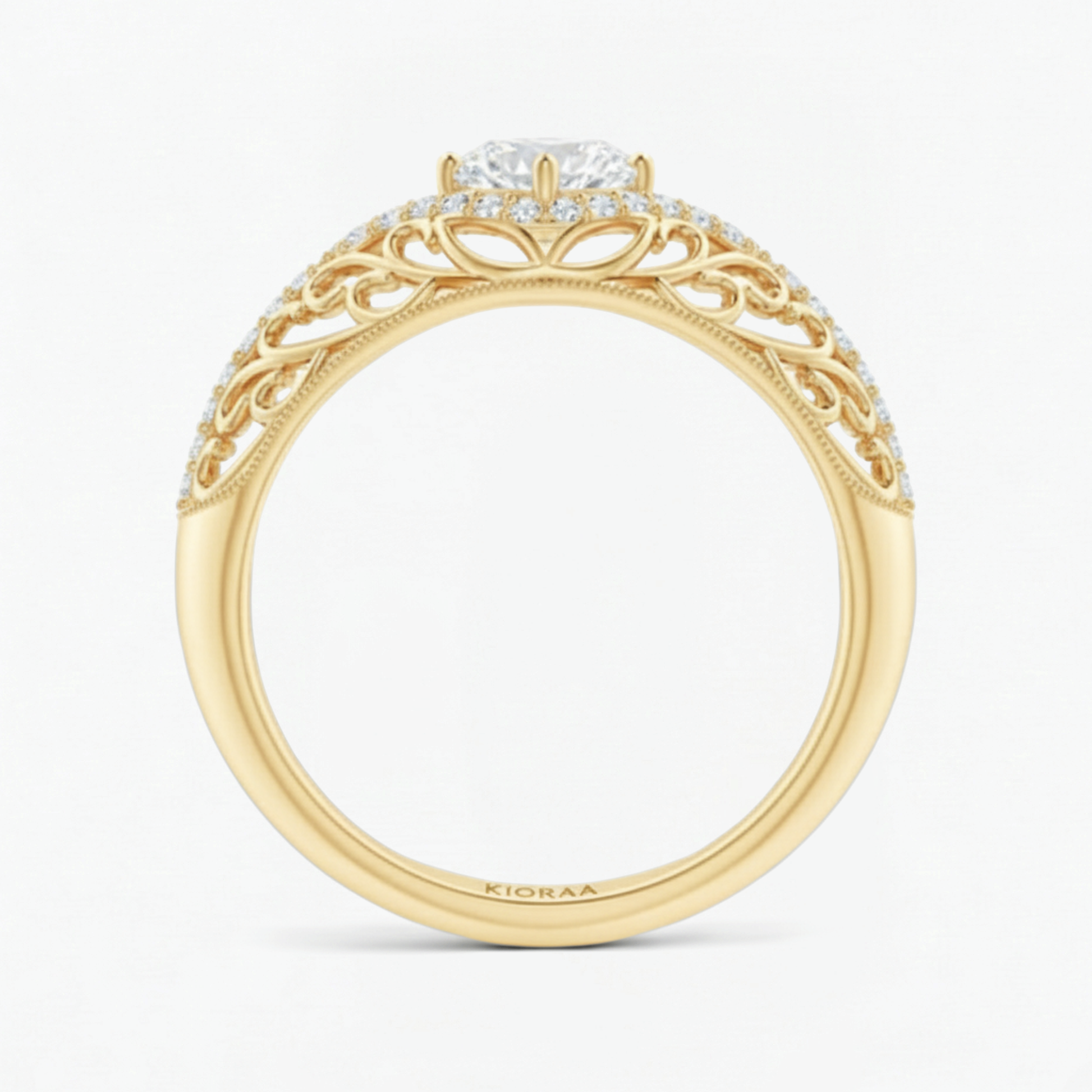 Round Shape Lab Grown Diamond Vintage Engagement Ring