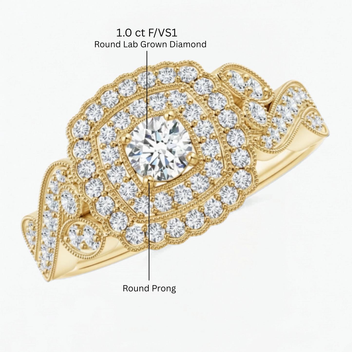 Vintage Double Halo Engagement Ring