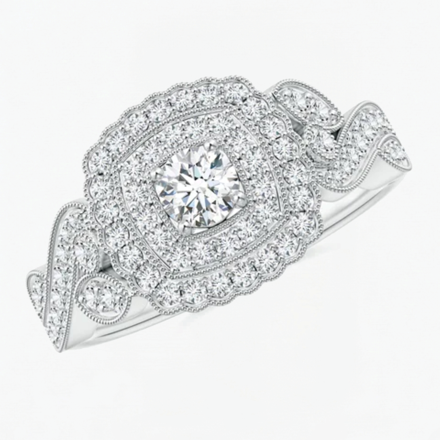 Vintage Double Halo Engagement Ring