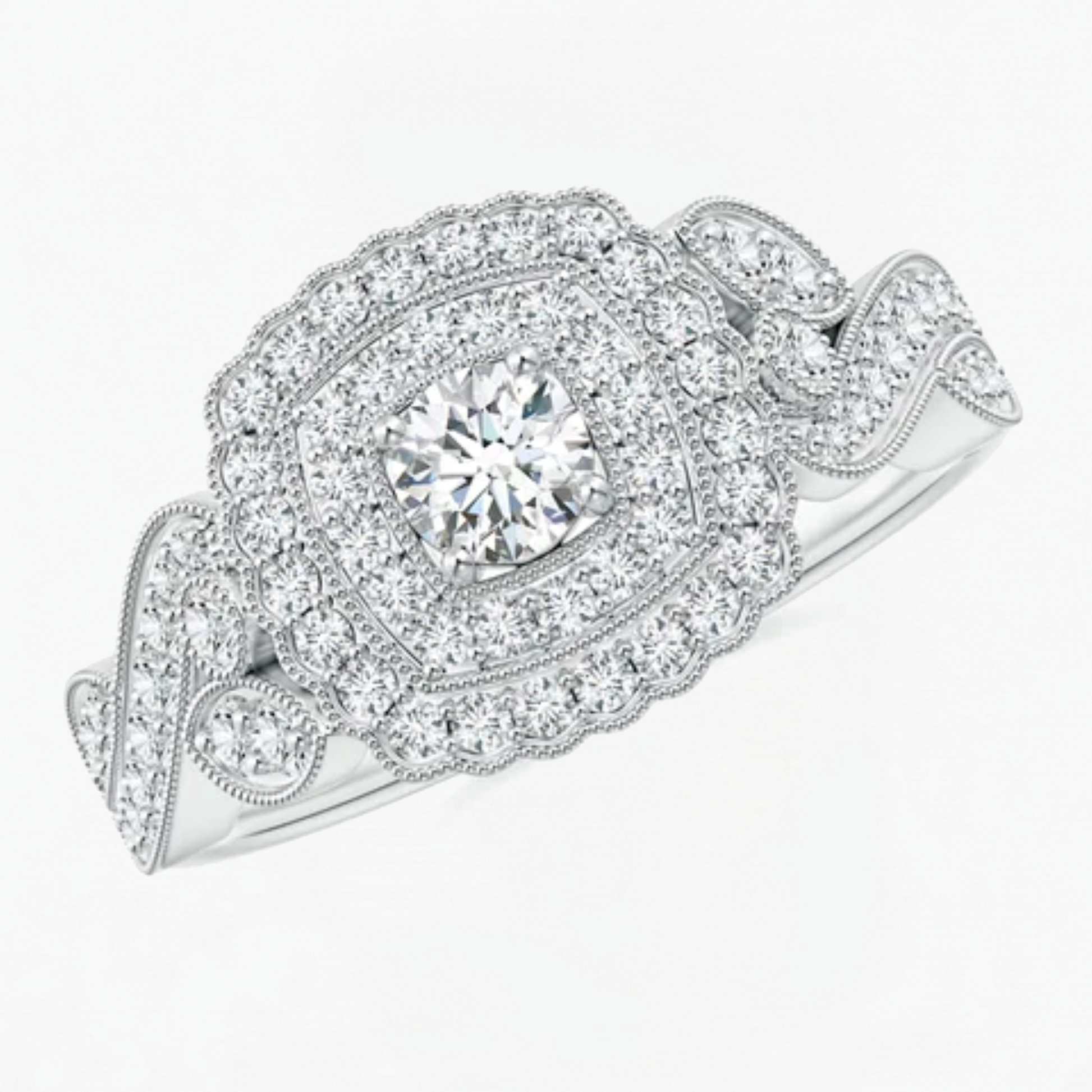 Vintage Double Halo Engagement Ring