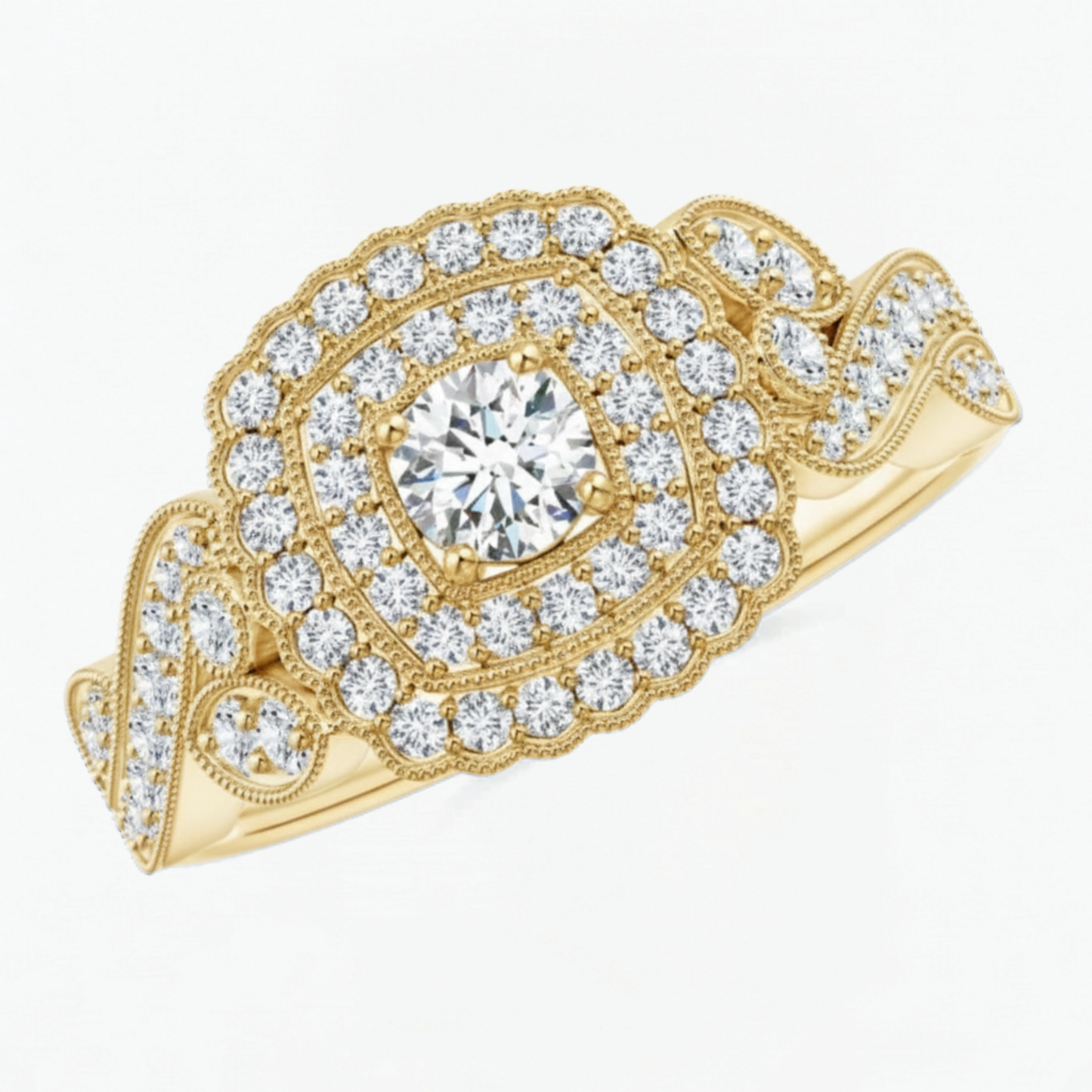 Vintage Double Halo Engagement Ring