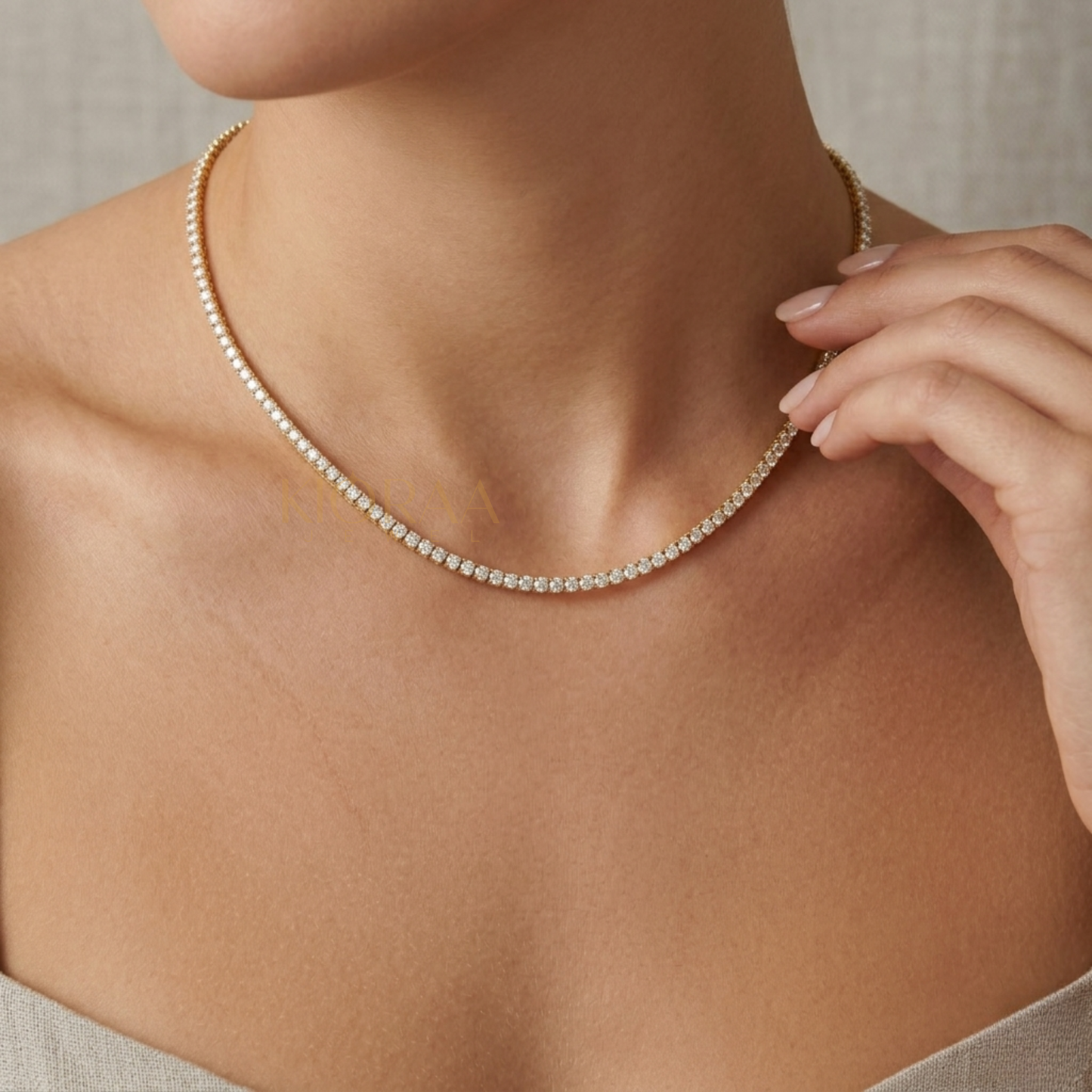 Four Prong Lab Diamond Tennis Necklace