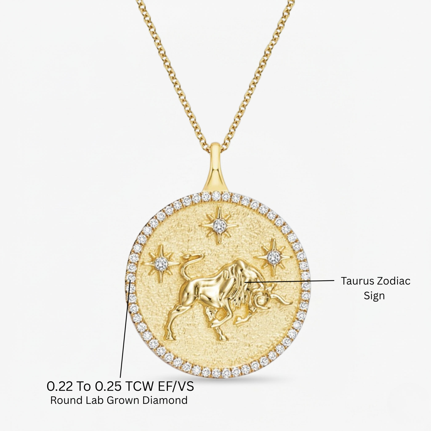 Taurus Zodiac Lab Diamond Necklace