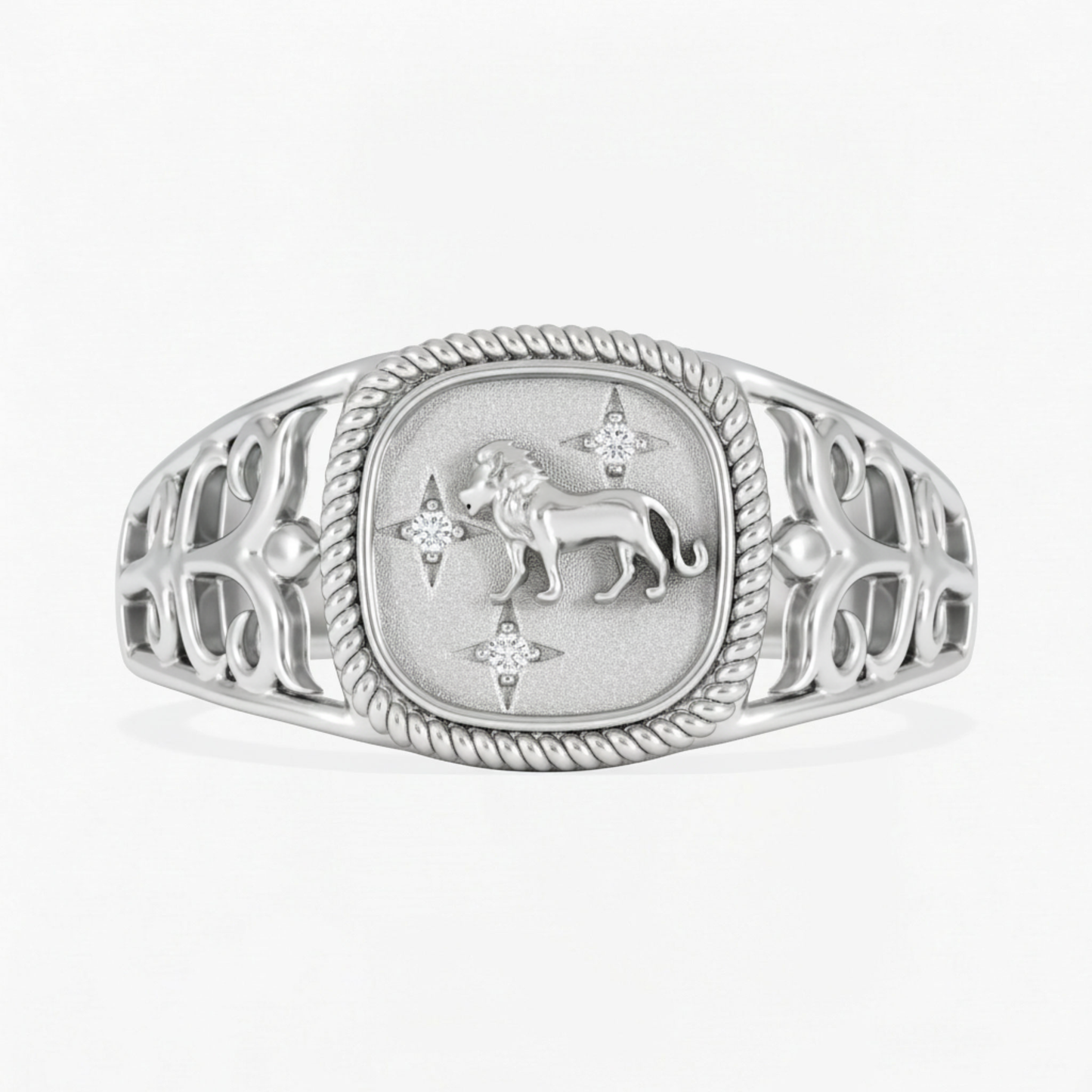 Leo Zodiac Lab Diamond Signet Ring