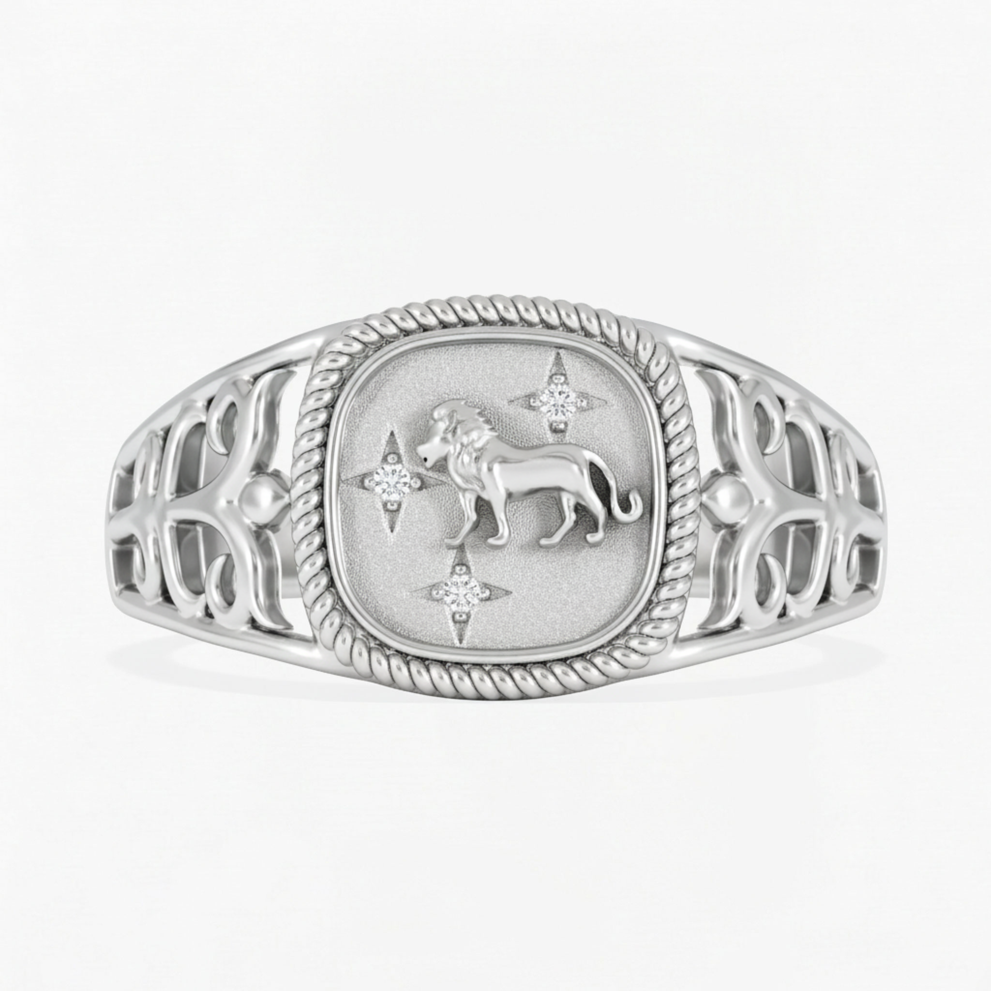 Leo Zodiac Lab Diamond Signet Ring